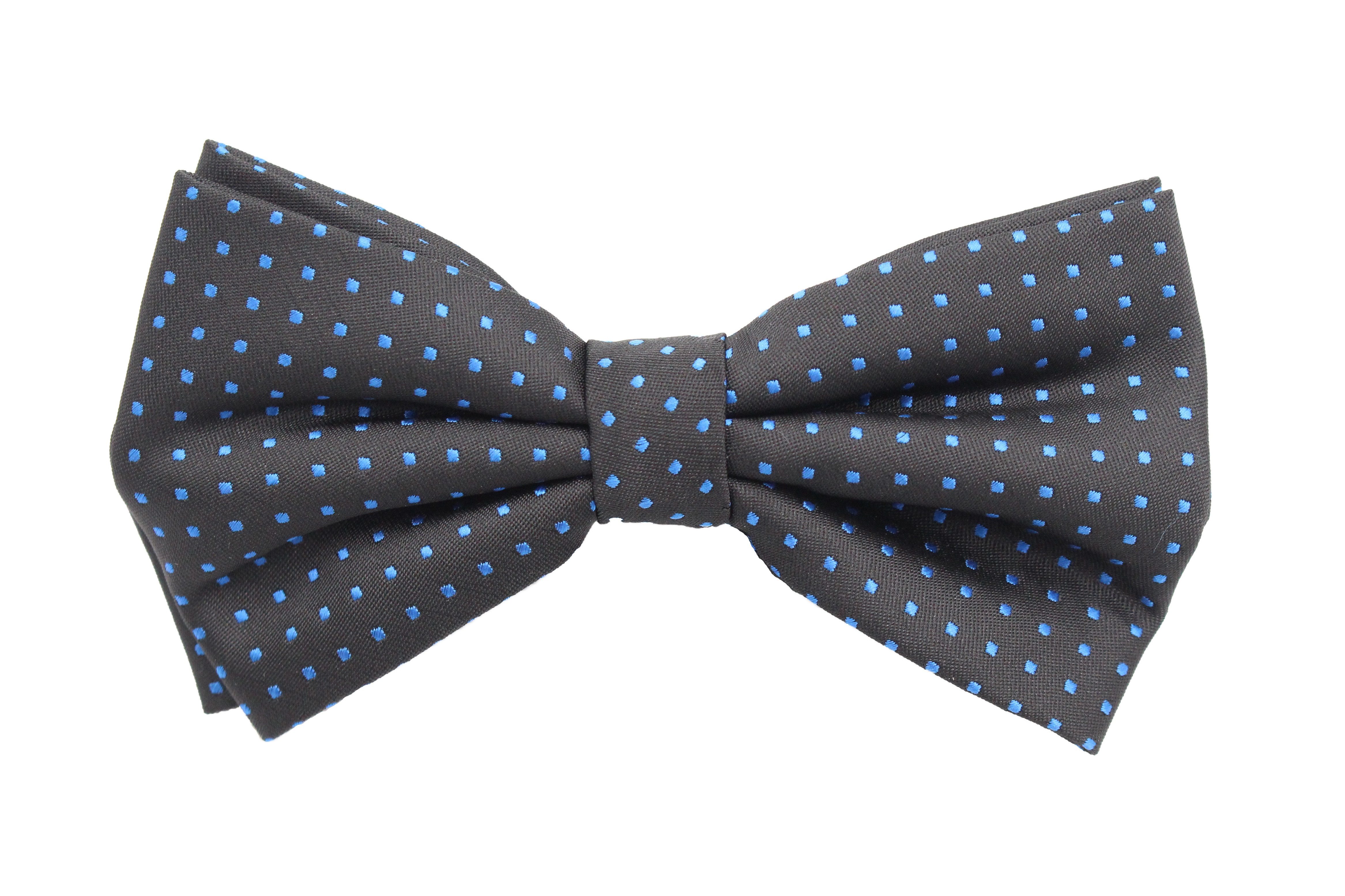 Fabio Farini Fliege Herren Fliegen mit Punkten - Männer Querbinder Vorgebunden Bowtie (1-St., Gepunktet) Schwarz (Royalblau)
