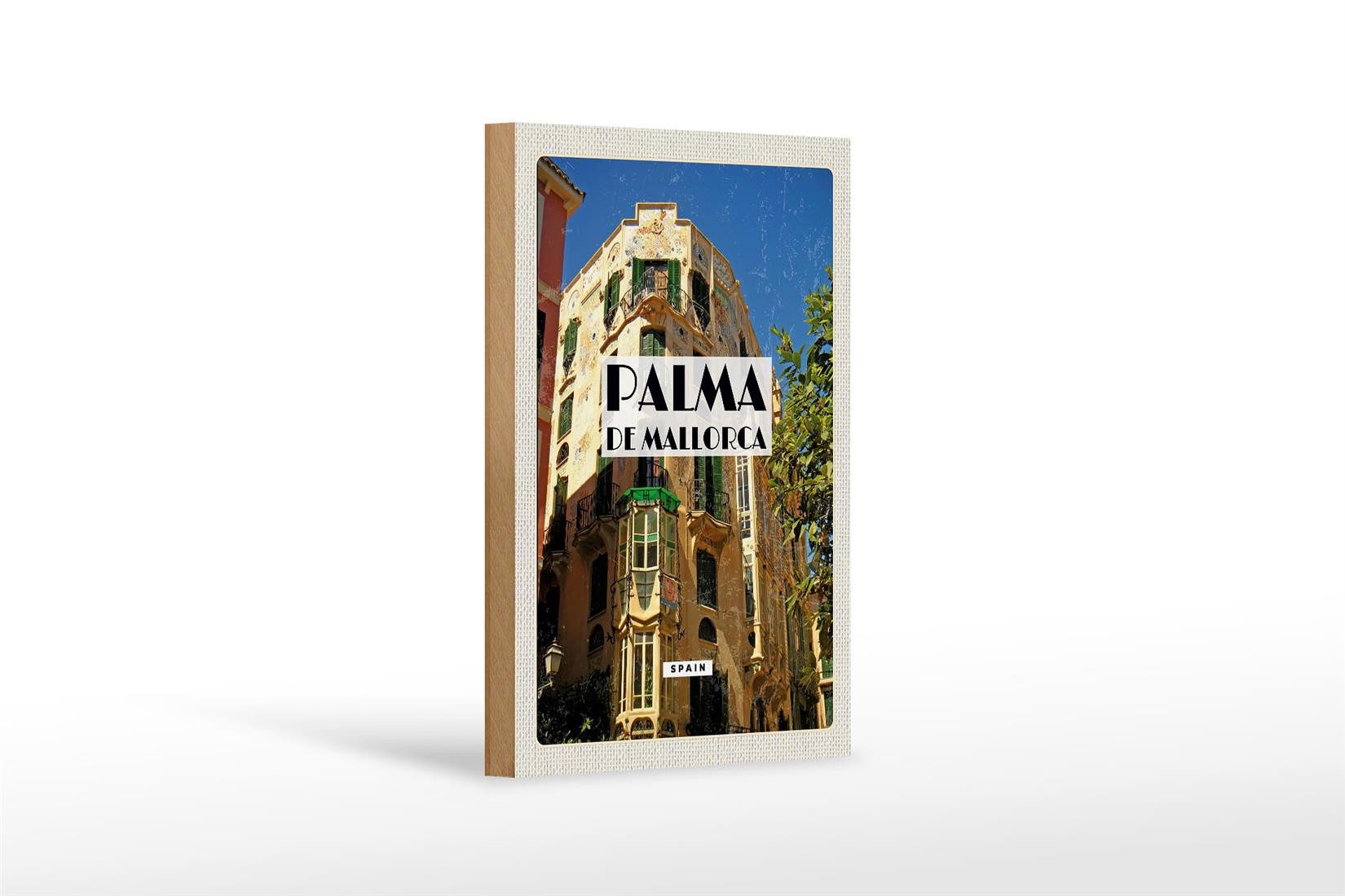 Femer GmbH Holzbild Reise 12x18 cm Palma de Mallorca Spain Altstadt, (1 St), Glatte Holzfaserplatte (MDF), vorn beschichtet
