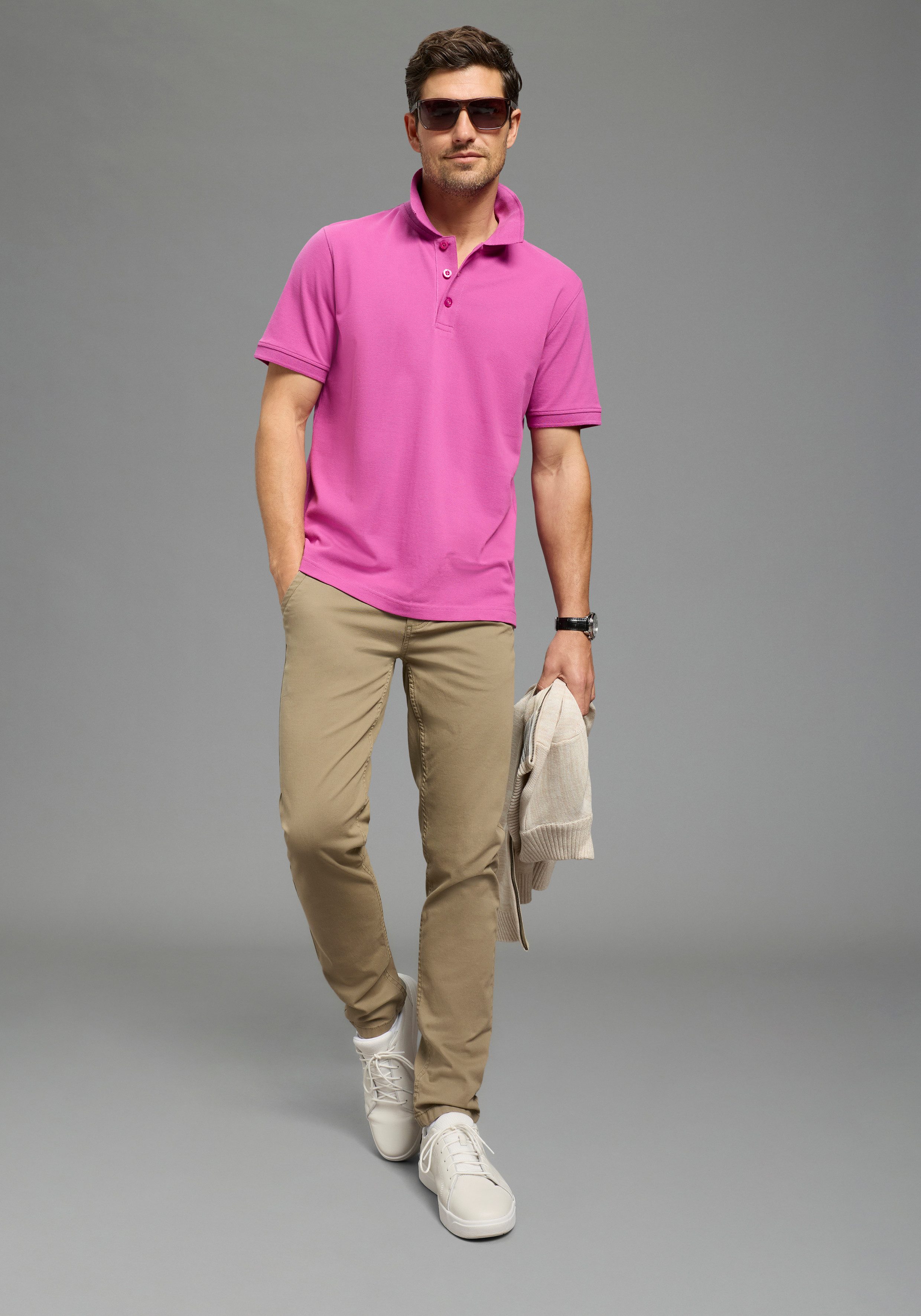 Man's World Poloshirt Kurzarm, lockere Passform, unifarben – Bild 4 von 5