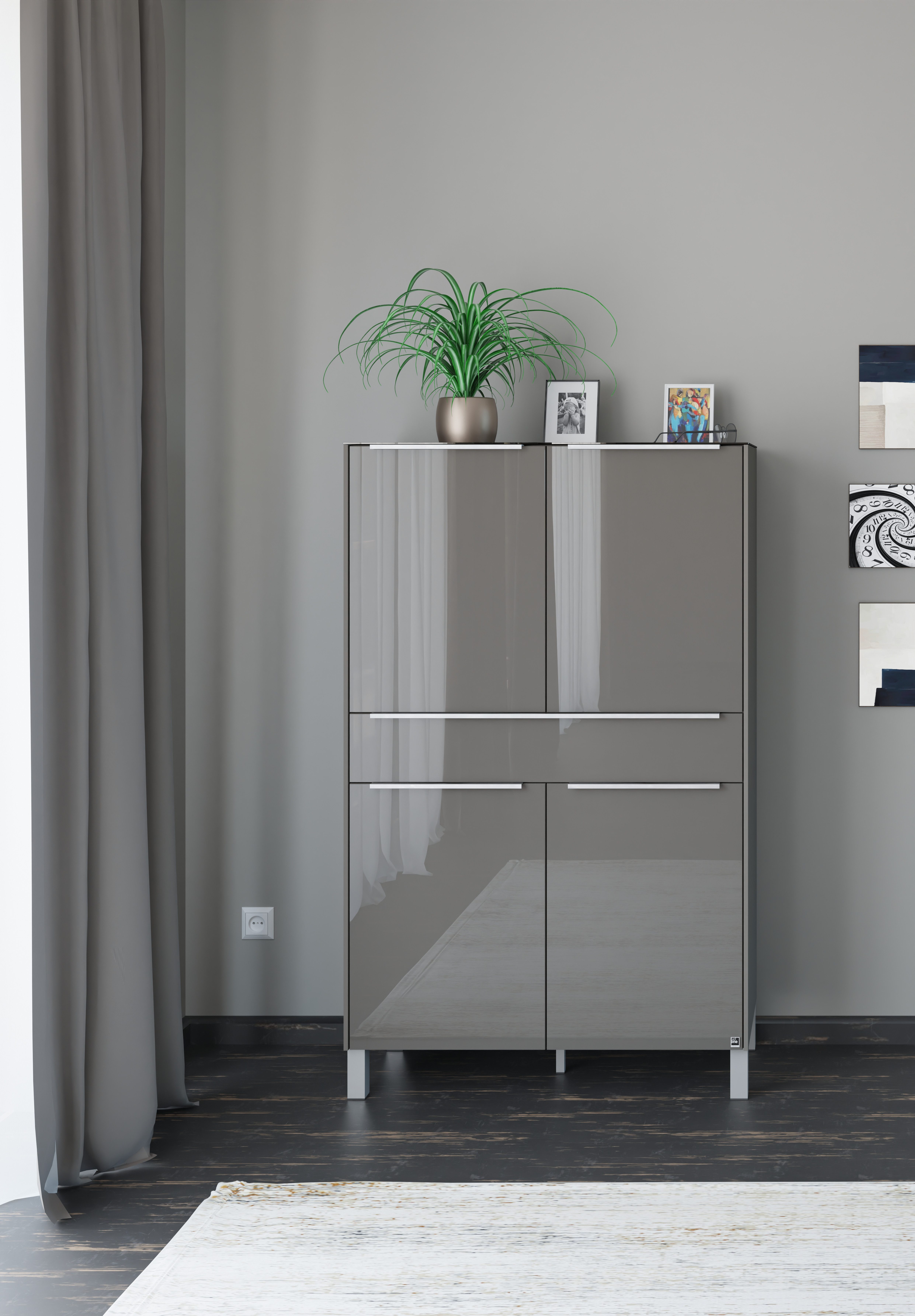 set one by Musterring Highboard Reno (1 St), Mit Vierkantfuß in diversen Farben, 152 cm Höhe & Farbauswahl