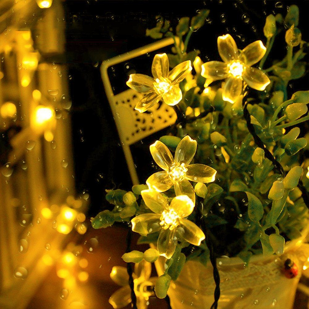 Salcar LED Solarleuchte 5m Solar-Lichterkette mit 20 Kirschblüten Außen Solar Gartenleuchte, 2-Leuchtmodi, Warmweiß