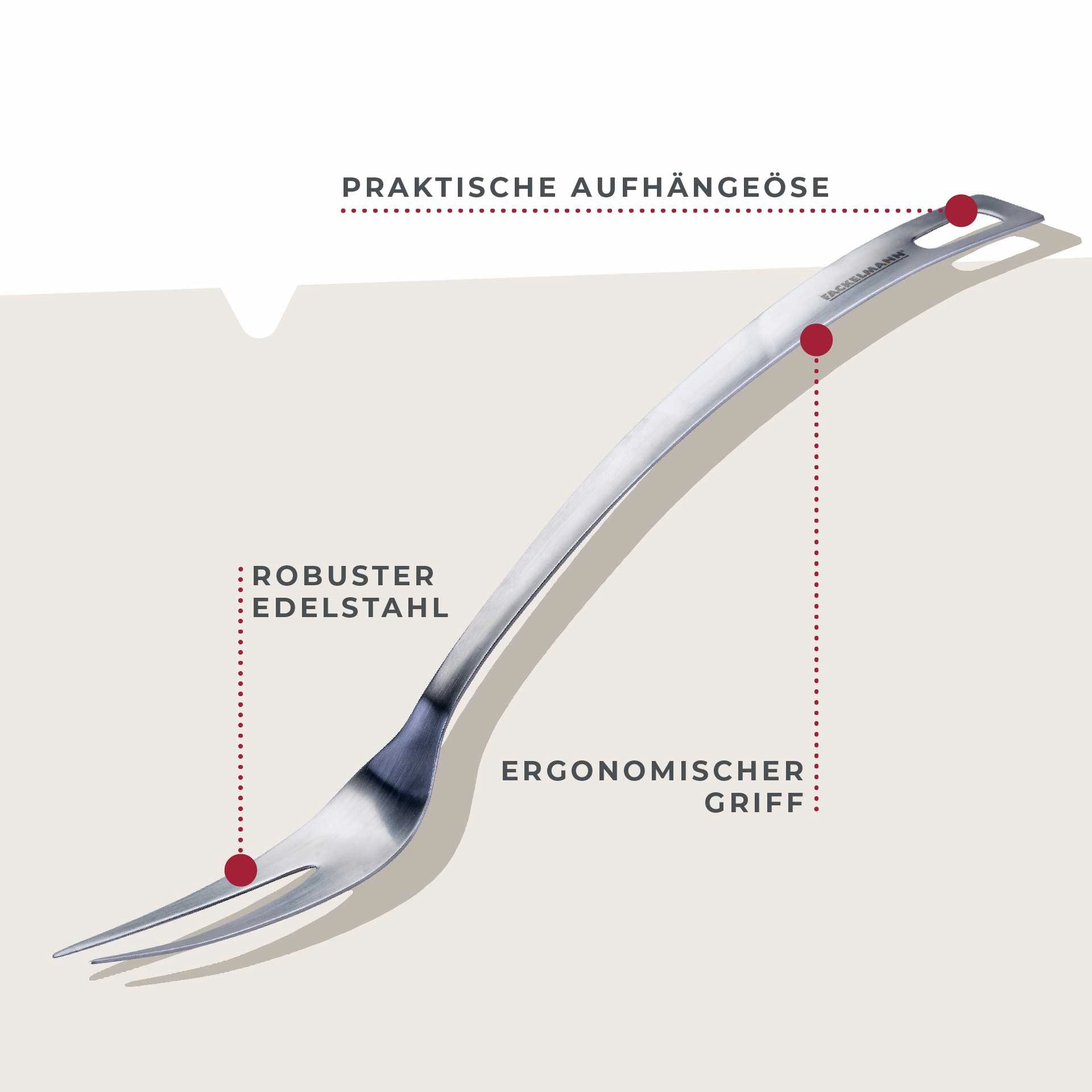 FACKELMANN Fleischgabel Bratengabel, Grillgabel, Küchengabel, Edelstahl Gabel