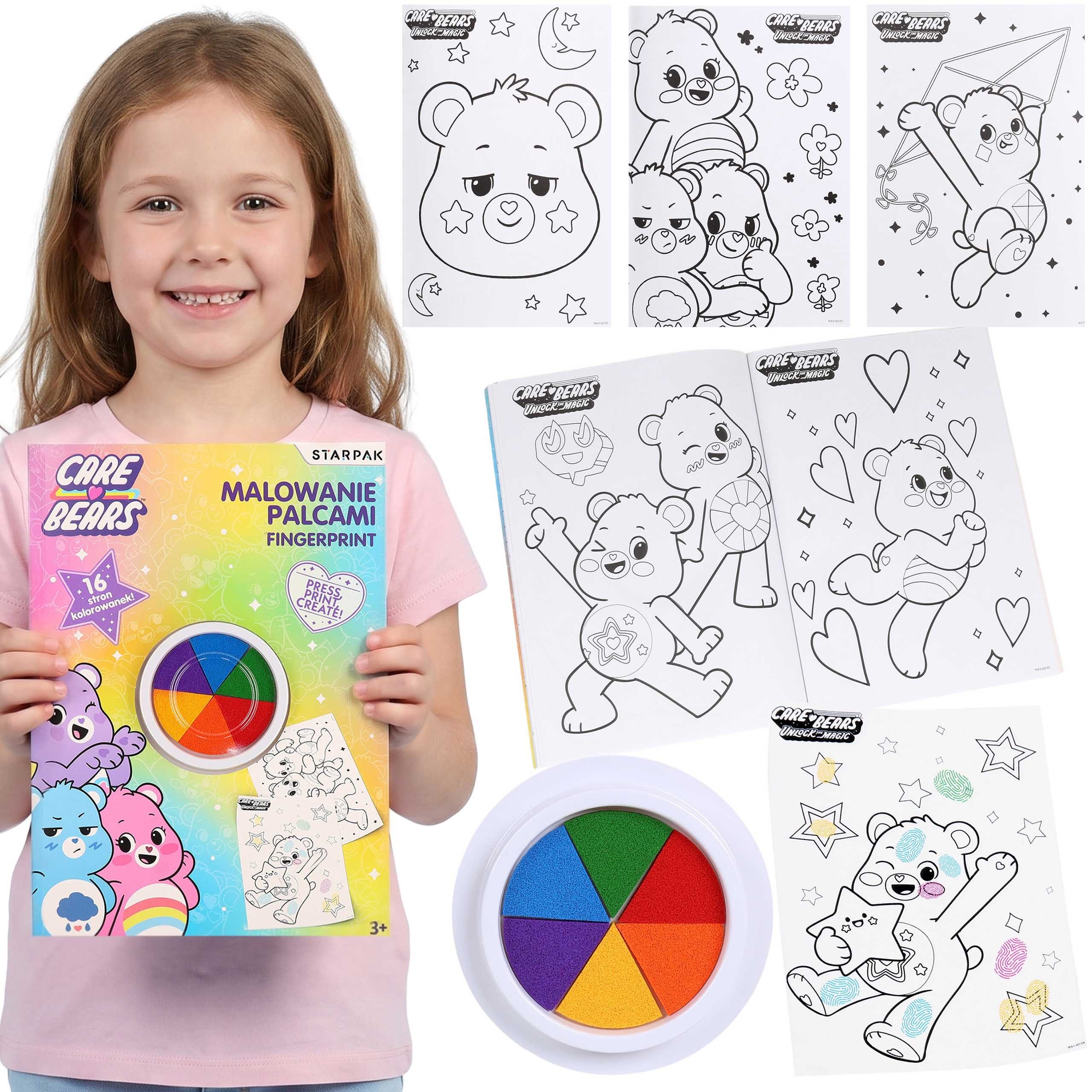 Care Bears Fingerfarbe Care Bears Fingerfarben, 6 Farben mit Malvorlagen für Mädchen