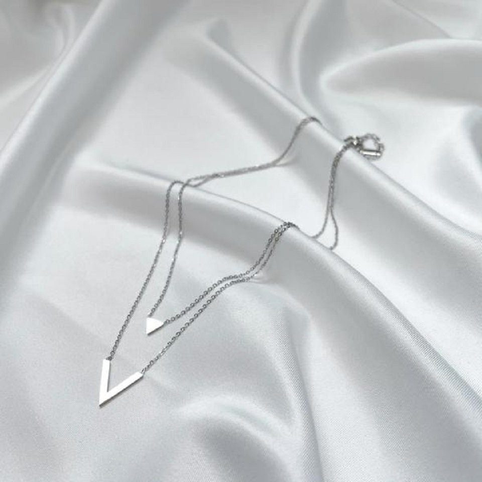 GOLDKLEIN Kette mit Anhänger Edelstahl Doppelreihig Schmuck Halskette Trian günstig online kaufen