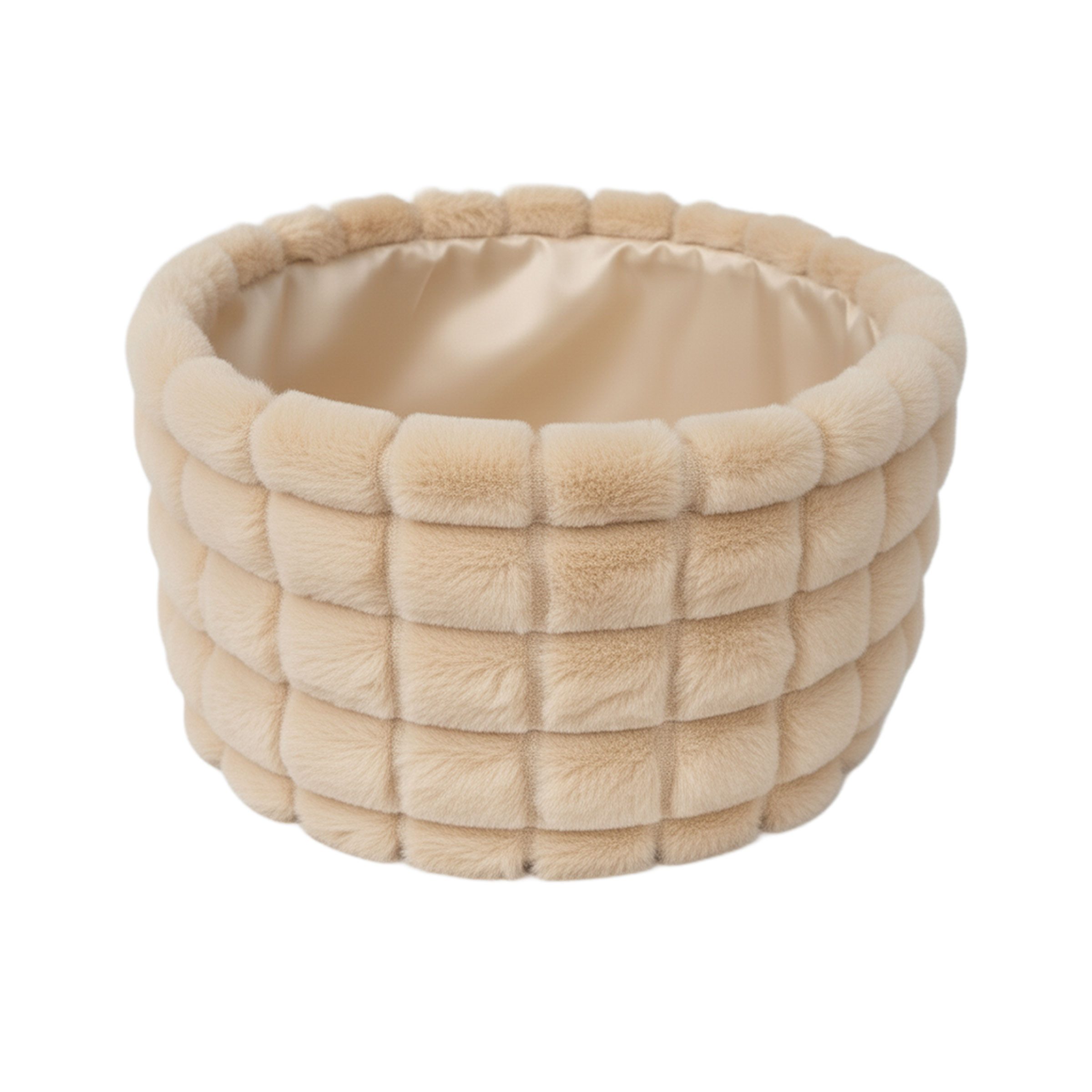B&S Aufbewahrungskorb Korb / H 10 x Ø 18 cm / Felloptik / beige / Rund