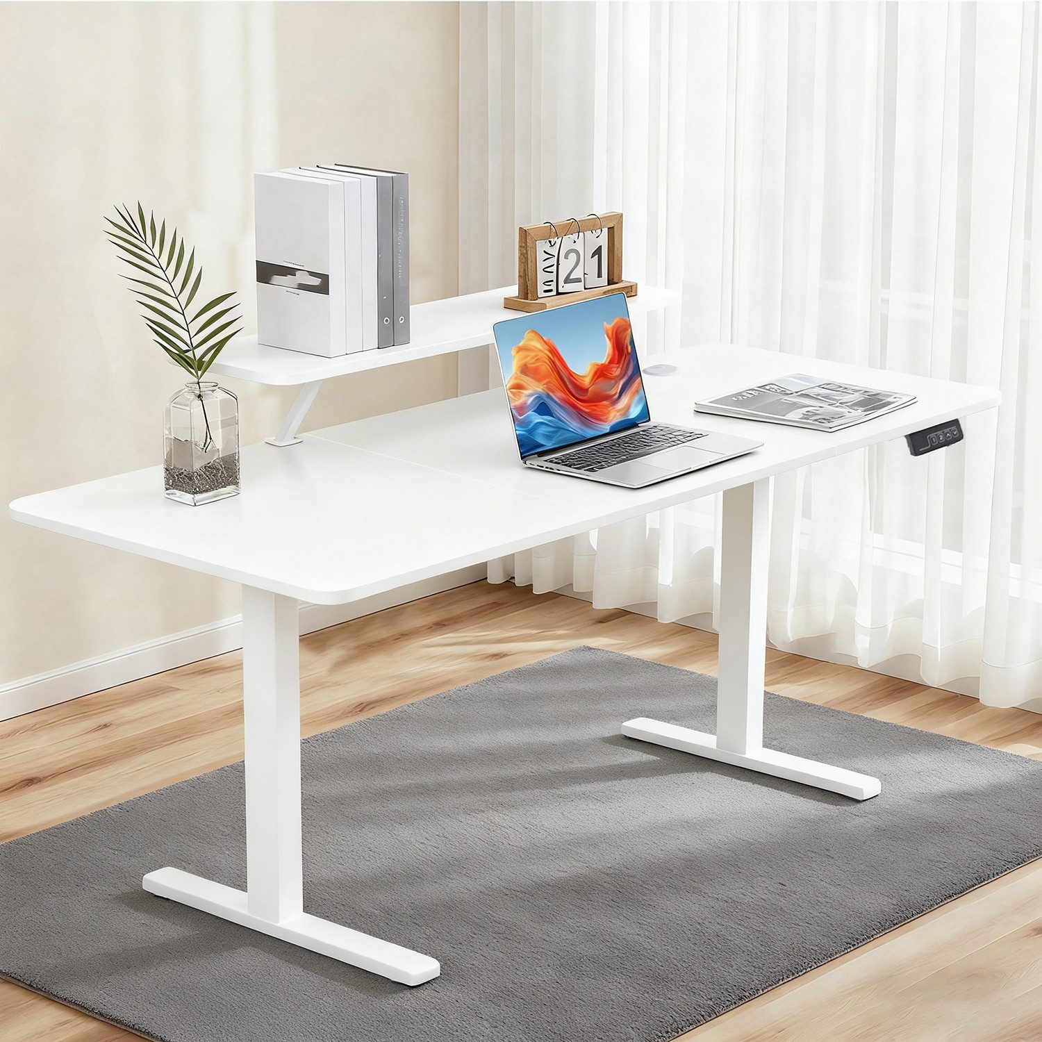 DUMOS Schreibtisch Elektrischer Höhenverstellbar Computertisch, Standing desk,Office Desk (ein Tisch), Breite 120 x 60 cm/140 x 60 cm/160 x 60 cm