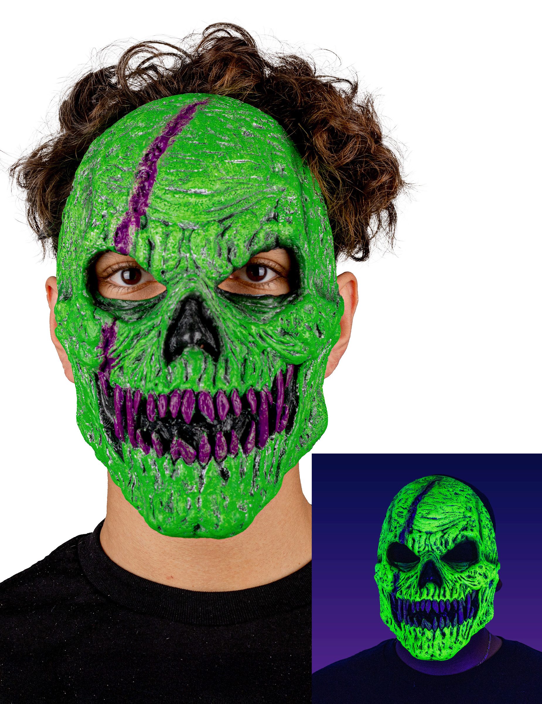 Ghoulish Productions Kostüm Maske Dämonenskelett, grün, Erwachsene