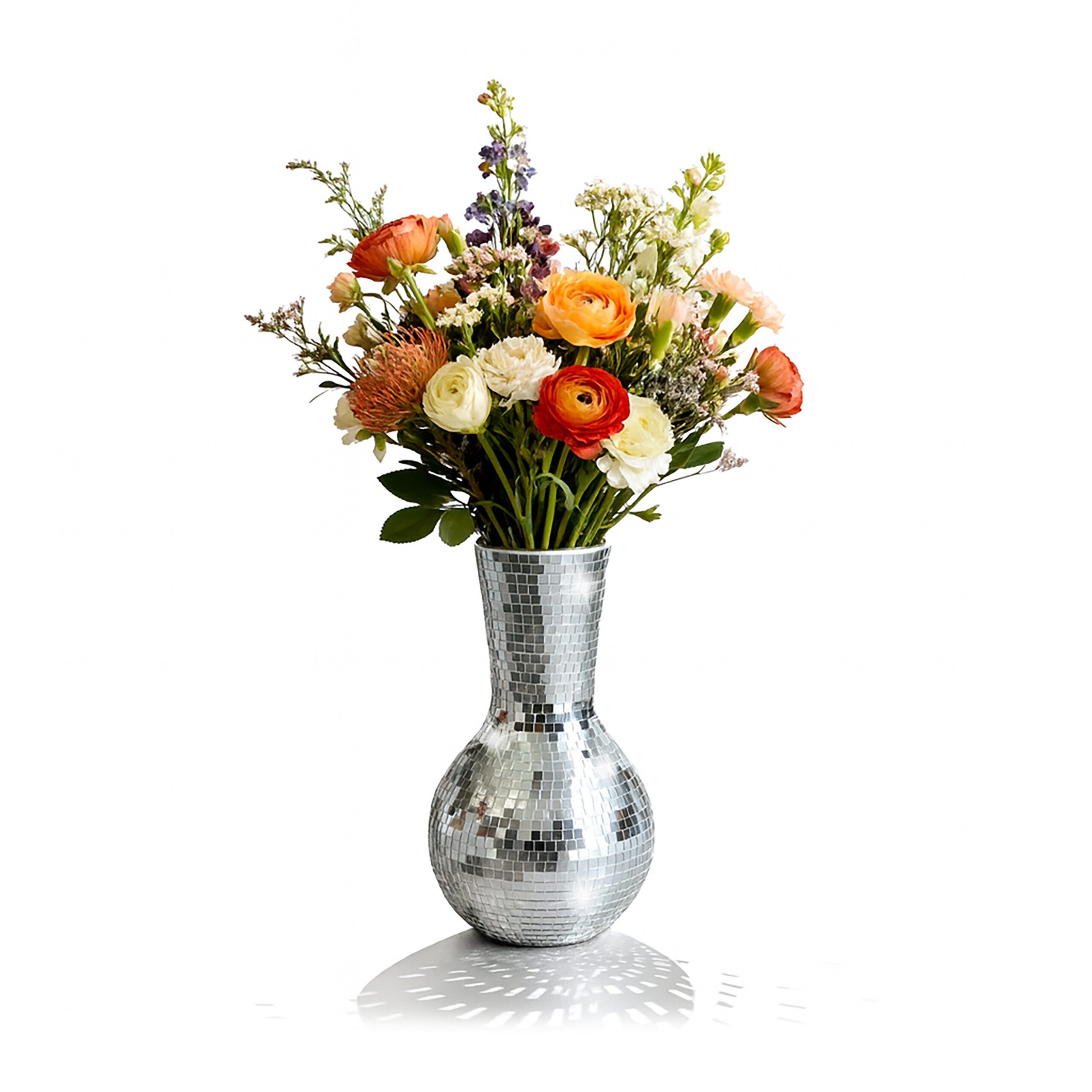 relaxdays Tischvase Disco Vase mit Spiegelglas 28 cm günstig online kaufen
