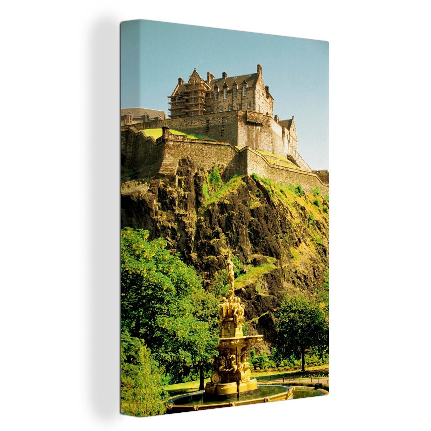 inkl. Schloss, 20x30 Schottland - Leinwandbild cm OneMillionCanvasses® Gemälde, England St), Zackenaufhänger, (1 Leinwandbild fertig bespannt -