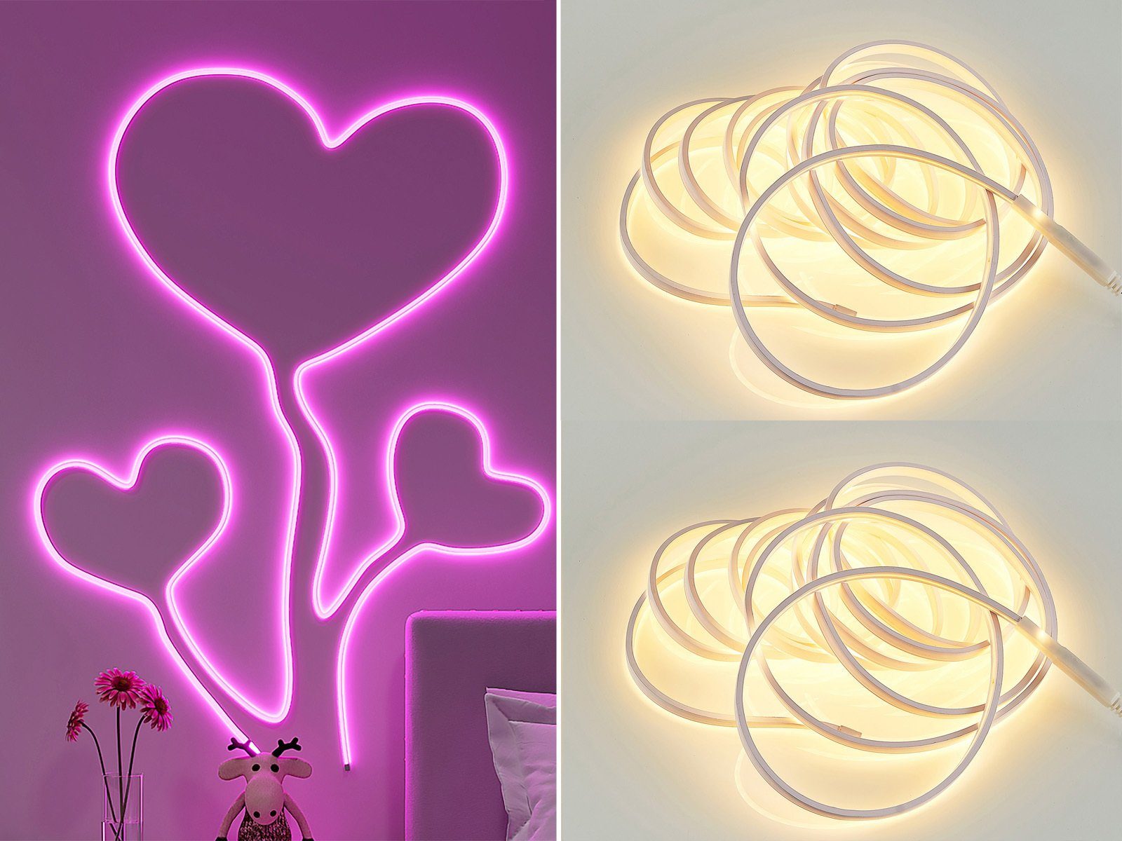 Reality Leuchten LED Stripe, RGBWW Streifen 230v selbstklebend indirekte Beleuchtung Lichtband 5m