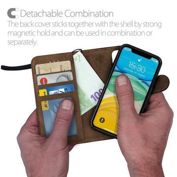 MyGadget Handyhülle Flip Case Klapphülle für Apple iPhone 11, Magnetische Hülle aus Kunstleder Klapphülle Kartenfach Schutzhülle
