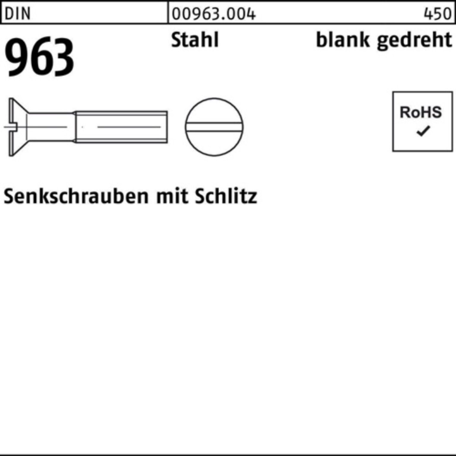 Reyher Senkschraube 100er Pack Senkschraube DIN 963 Schlitz M1,4x 5 Stahl gedreht 100 Stü