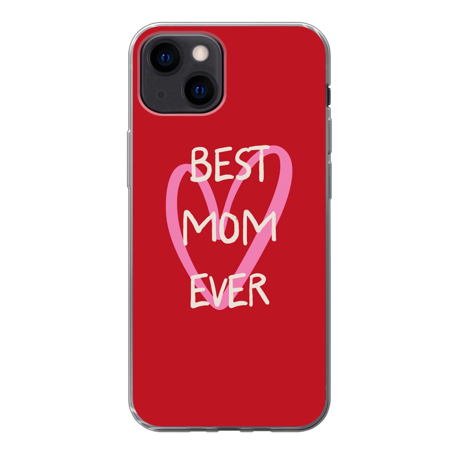 MuchoWow Handyhülle für Apple iPhone 13 mini Mutter - Zitat - Herz - Rot, Smartphone-Bumper, Print, Handy Schutzhülle Dünn