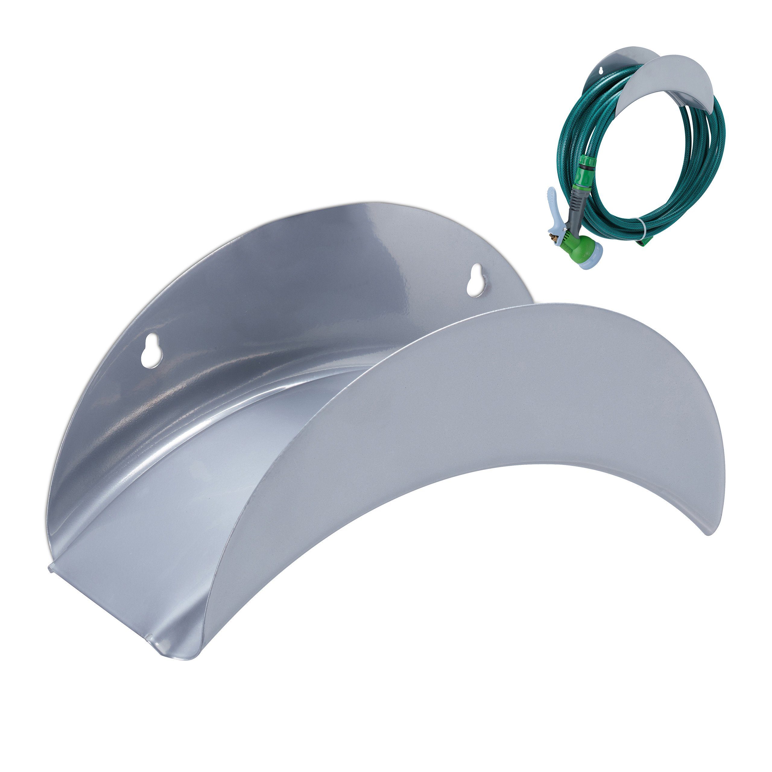 relaxdays Wandschlauchhalter Metall Schlauchhalter für die Wand