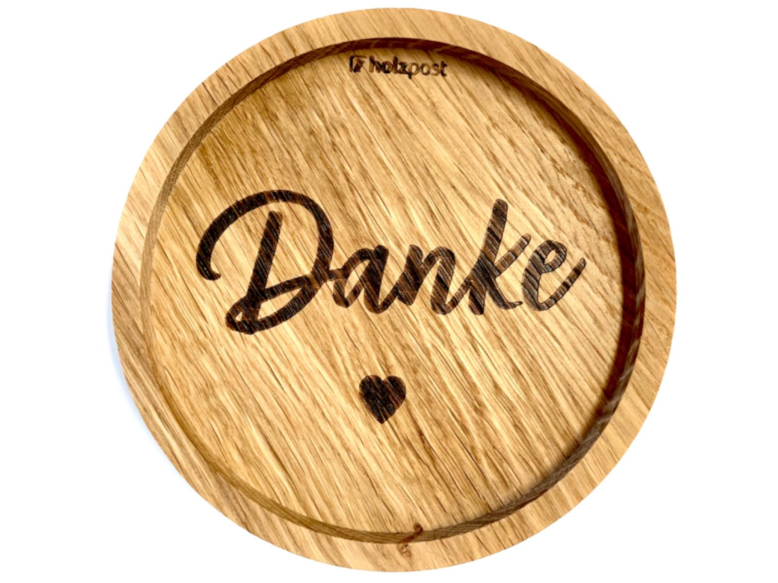 holzpost GmbH Platzset Untersetzer Danke Eiche 11,2cm