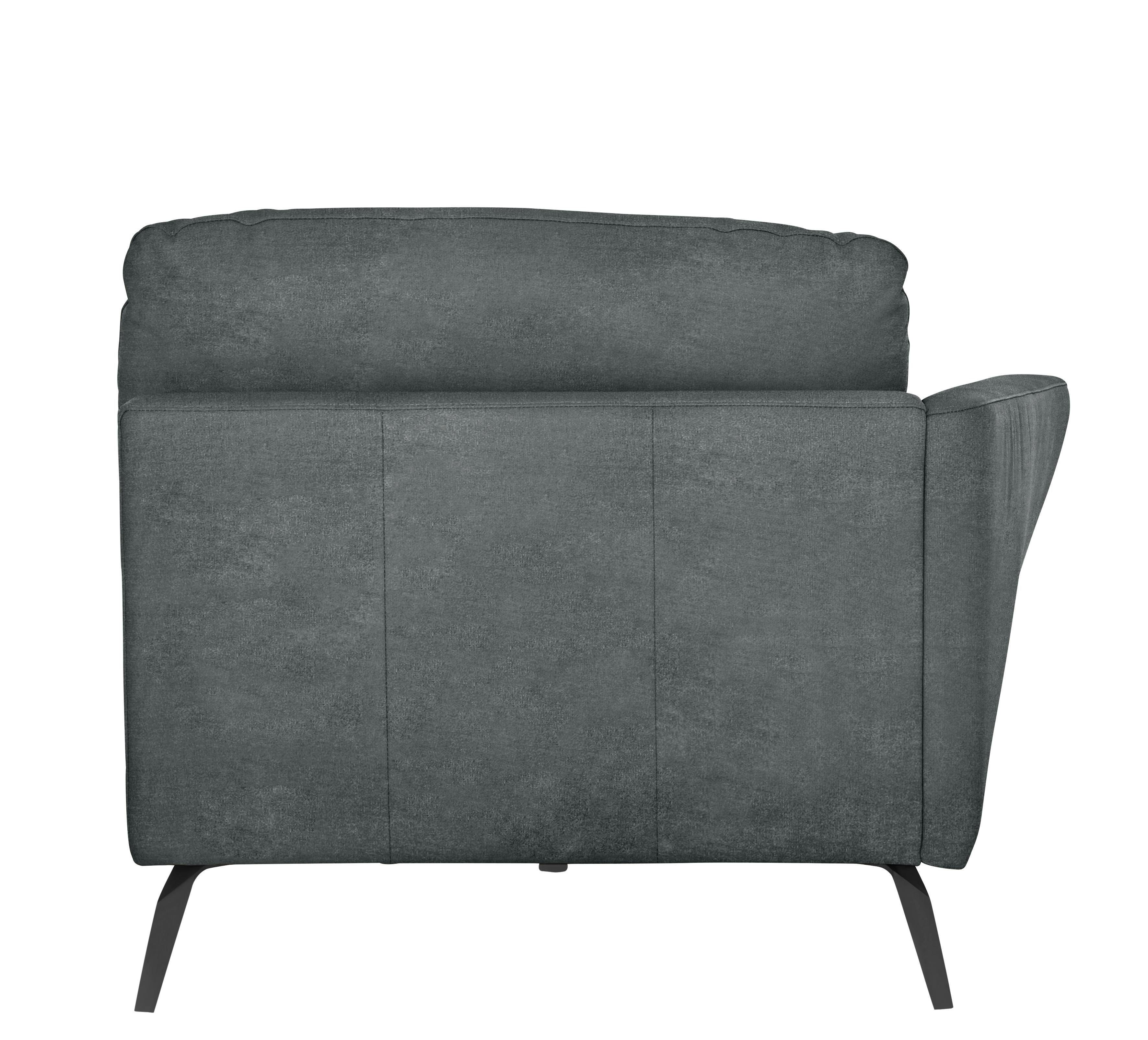 W.SCHILLIG Chaiselongue softy, schwarz im Sitz, mit dekorativer pulverbeschichtet Füße Heftung
