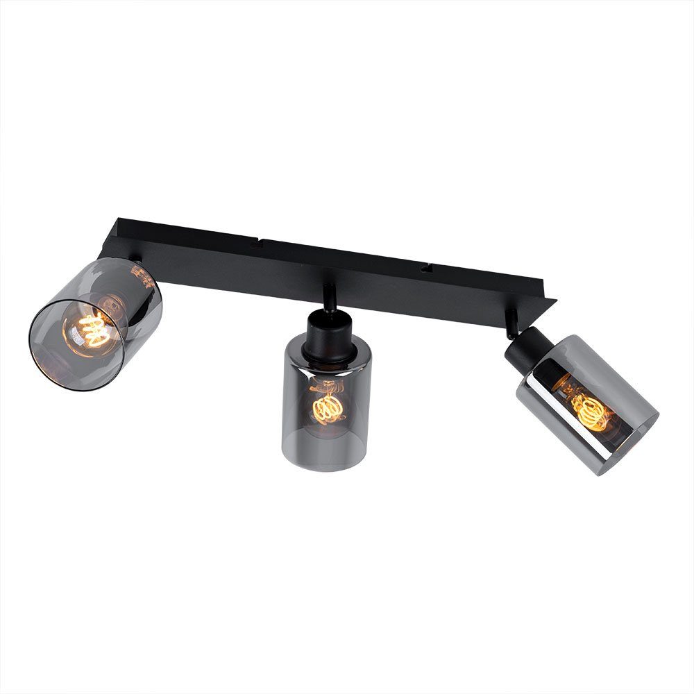 GLOBO LIGHTING Deckenleuchte, Leuchtmittel nicht inklusive, Deckenlampe Deckenleuchte Spot Lampe beweglich Rauchglas 3 flammig