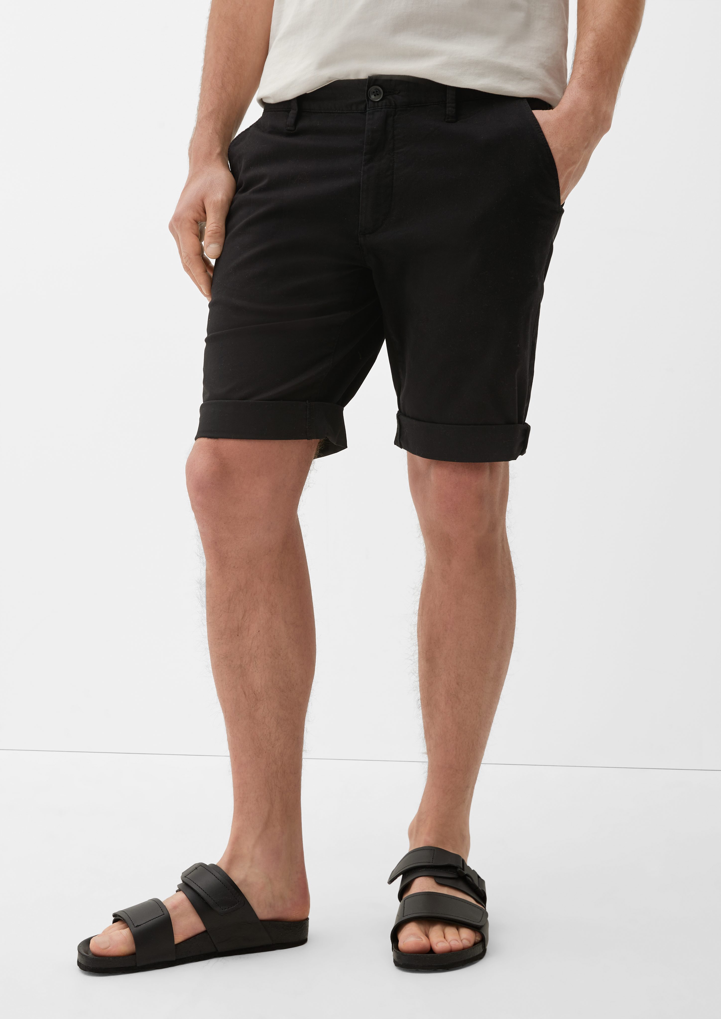 s.Oliver Bermudas Slim: Bermuda aus Dye schwarz Garment Baumwollstretch