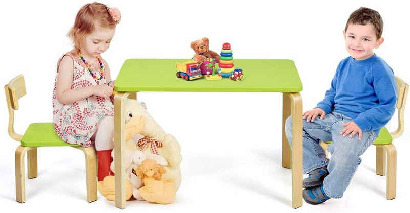 KOMFOTTEU Kindersitzgruppe, mit 1 Kindertisch und 2 Stühle, aus Holz