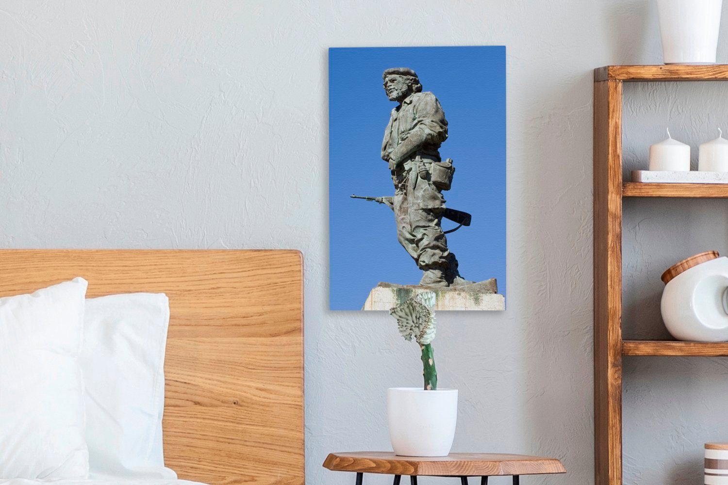 OneMillionCanvasses® Leinwandbild Statue von Che bespannt cm Zackenaufhänger, inkl. fertig 20x30 Gemälde, Guevara, St), Leinwandbild (1