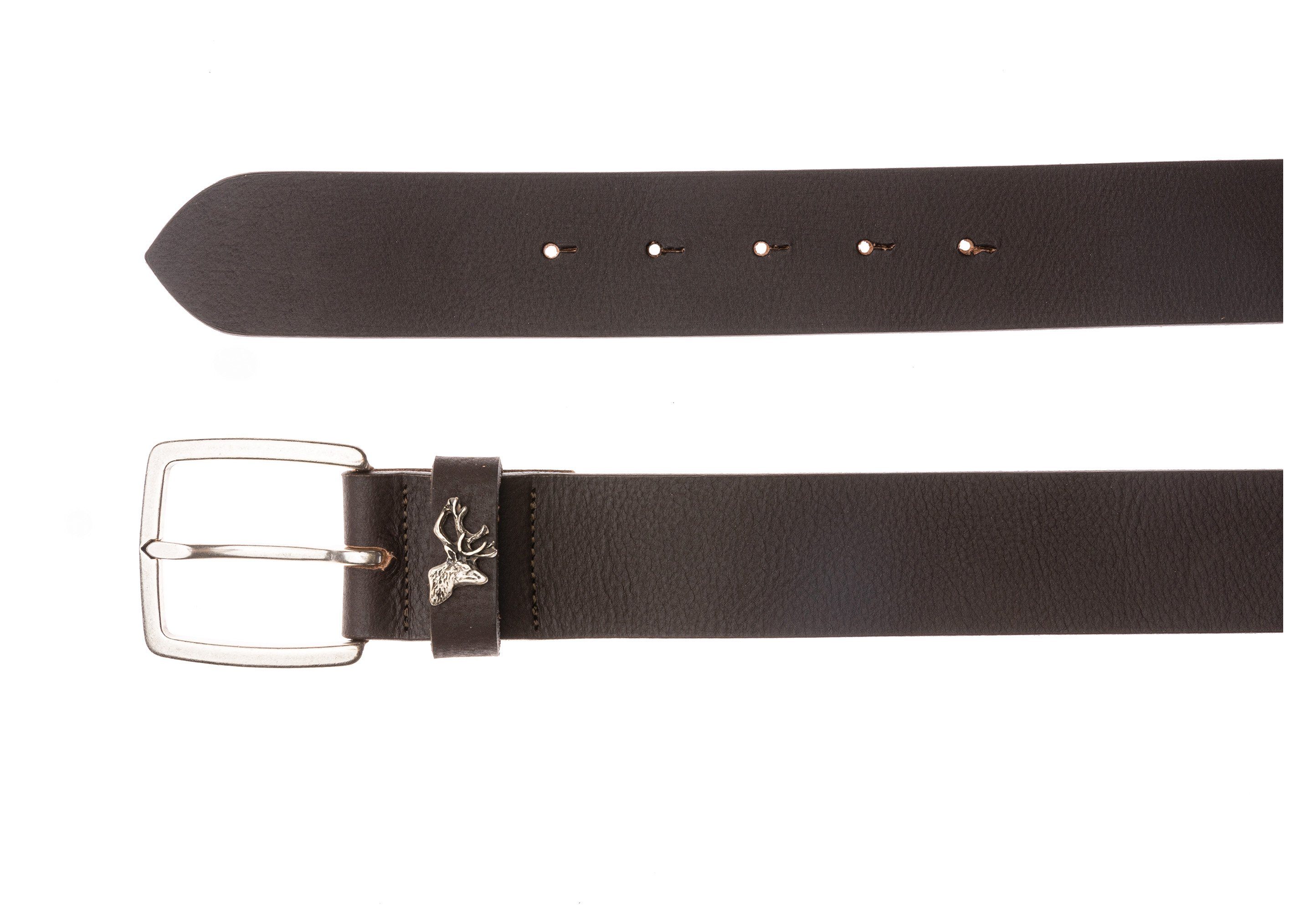 Der Trachtler Ledergürtel Trachtengürtel mit Hirsch-Zierteil auf der Schlau günstig online kaufen