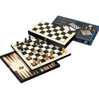 Philos Spiel, 2511 - Reise-Schach-Backgammon-Dame-Set, Feld 30 mm, Königshöhe 47 mm