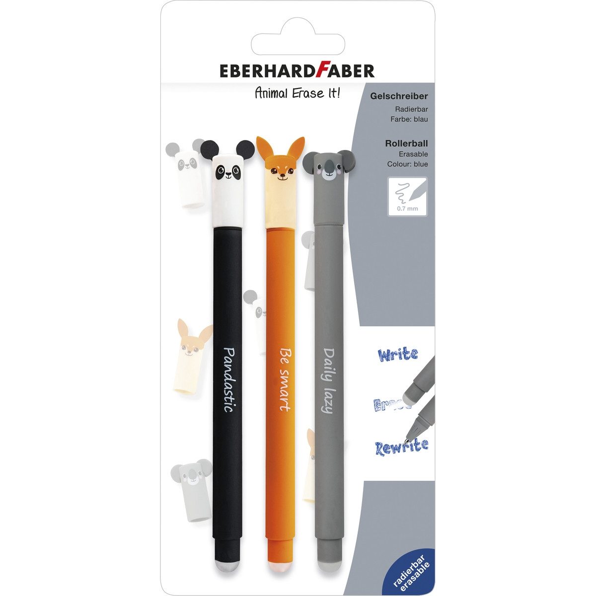 Eberhard Faber Gelschreiber EBERHARD FABER Gelschreiber Animal Erase It! Panda Fuchs Koala 0,7mm