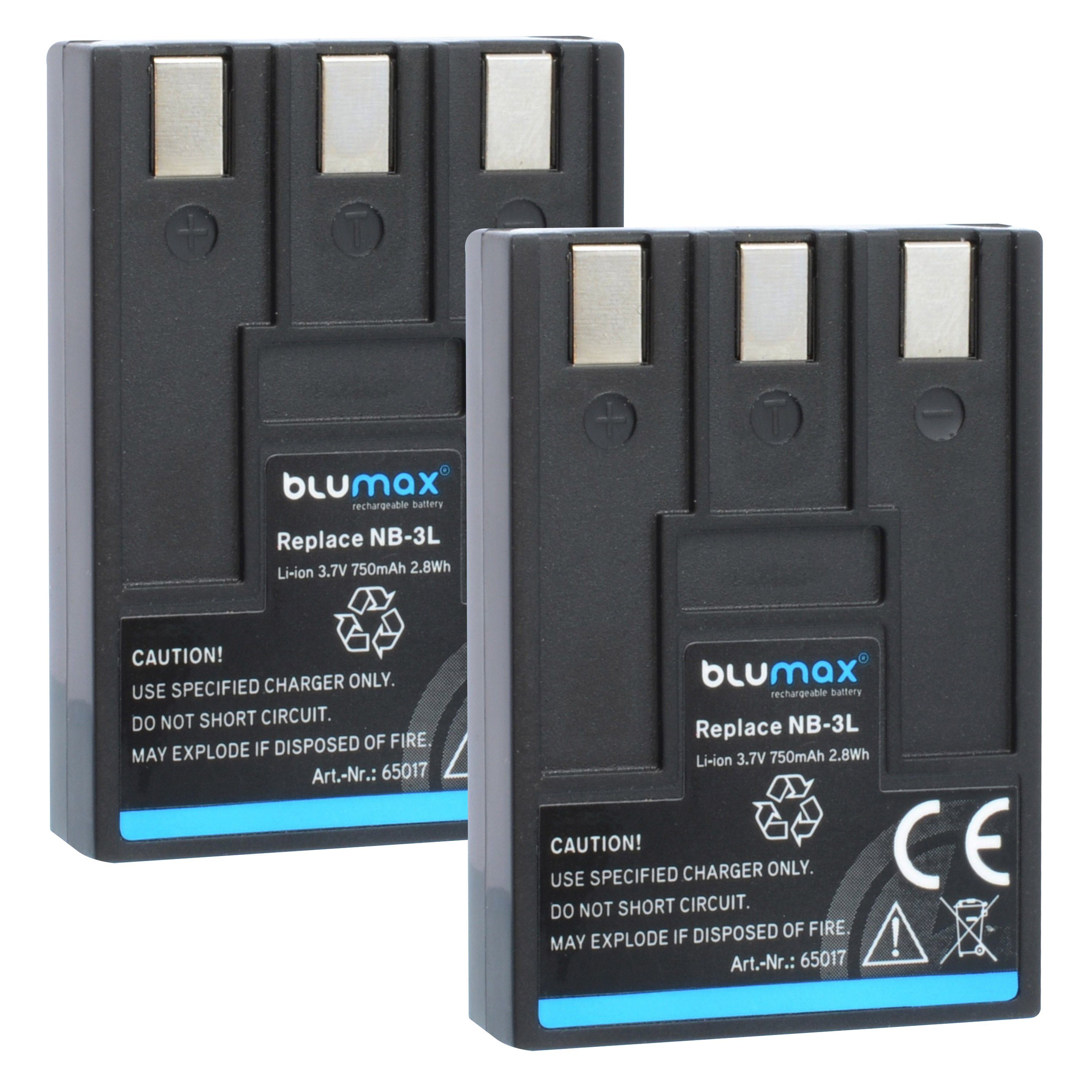 Blumax 2x NB-3LH PowerShot NB-3L 750 Kamera-Akku IXUS, IXY mAh