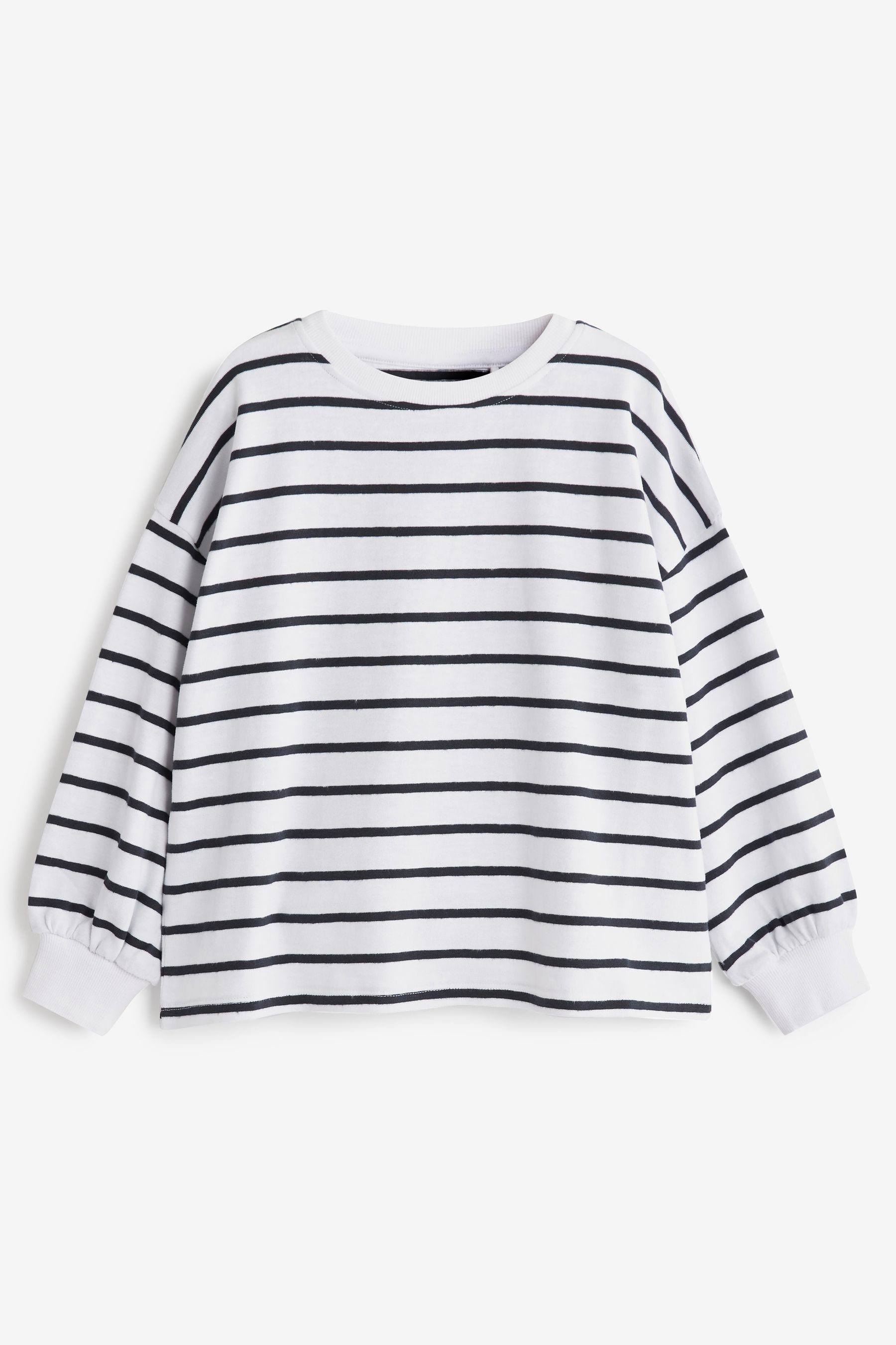 Next Langarmshirt Pullover mit Ärmeln Black/White (1-tlg) Stripe