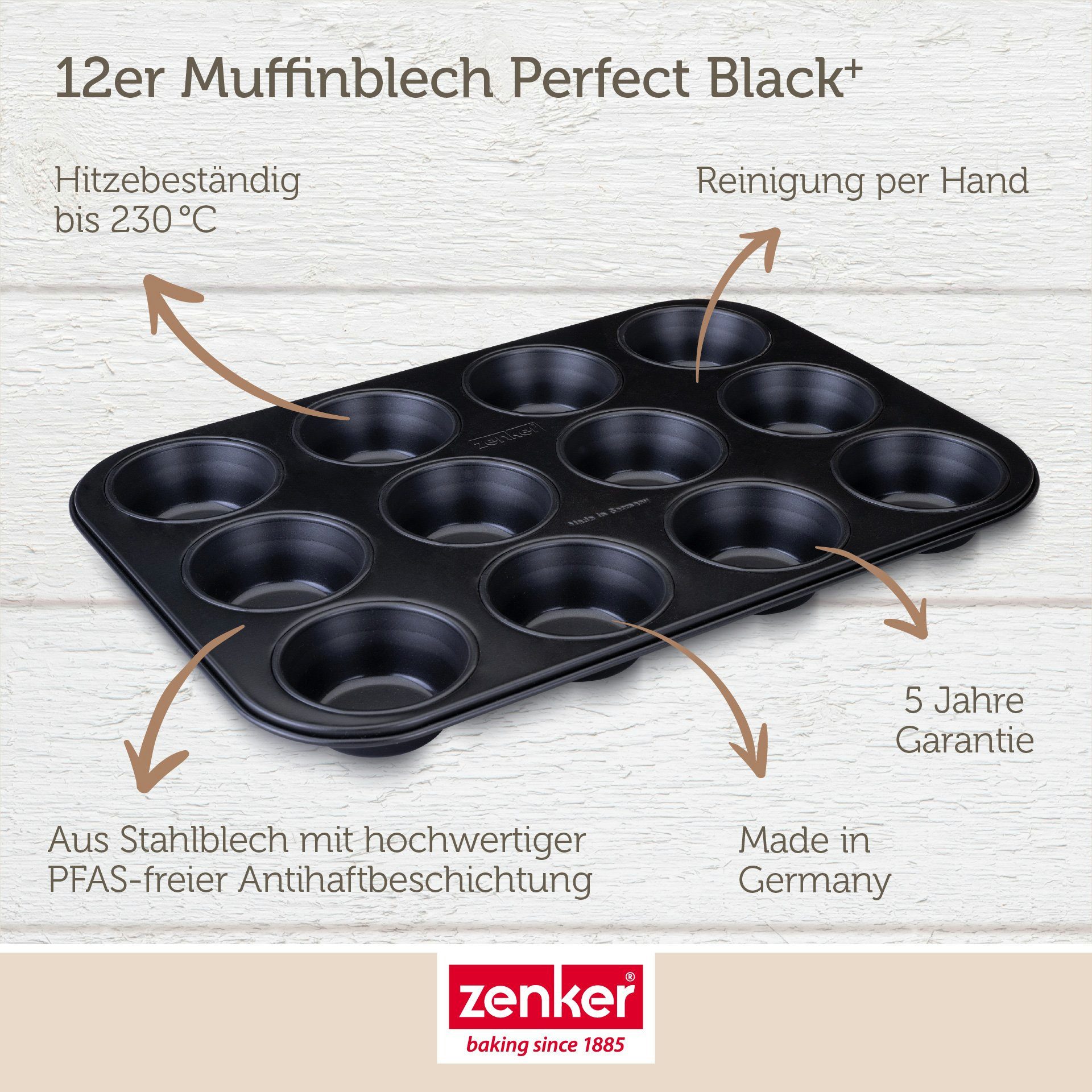 Zenker Muffinform Muffinblech, Cupcake-Backform, Antihaft-Muffinblech