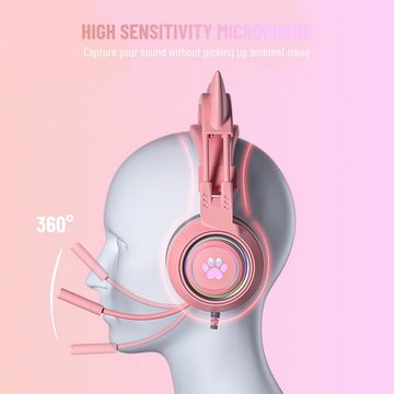 Yunseity Integrierte Mitten und Höhen Gaming-Headset (Surround-Ear-Design, 50-mm-Treiber für beeindruckenden Sound, integrierte Mitten und Höhen für ein immersives Spielerlebnis, Ultimatives Gaming-Erlebnis mitklarem Klang & intelligenten Funktionen)