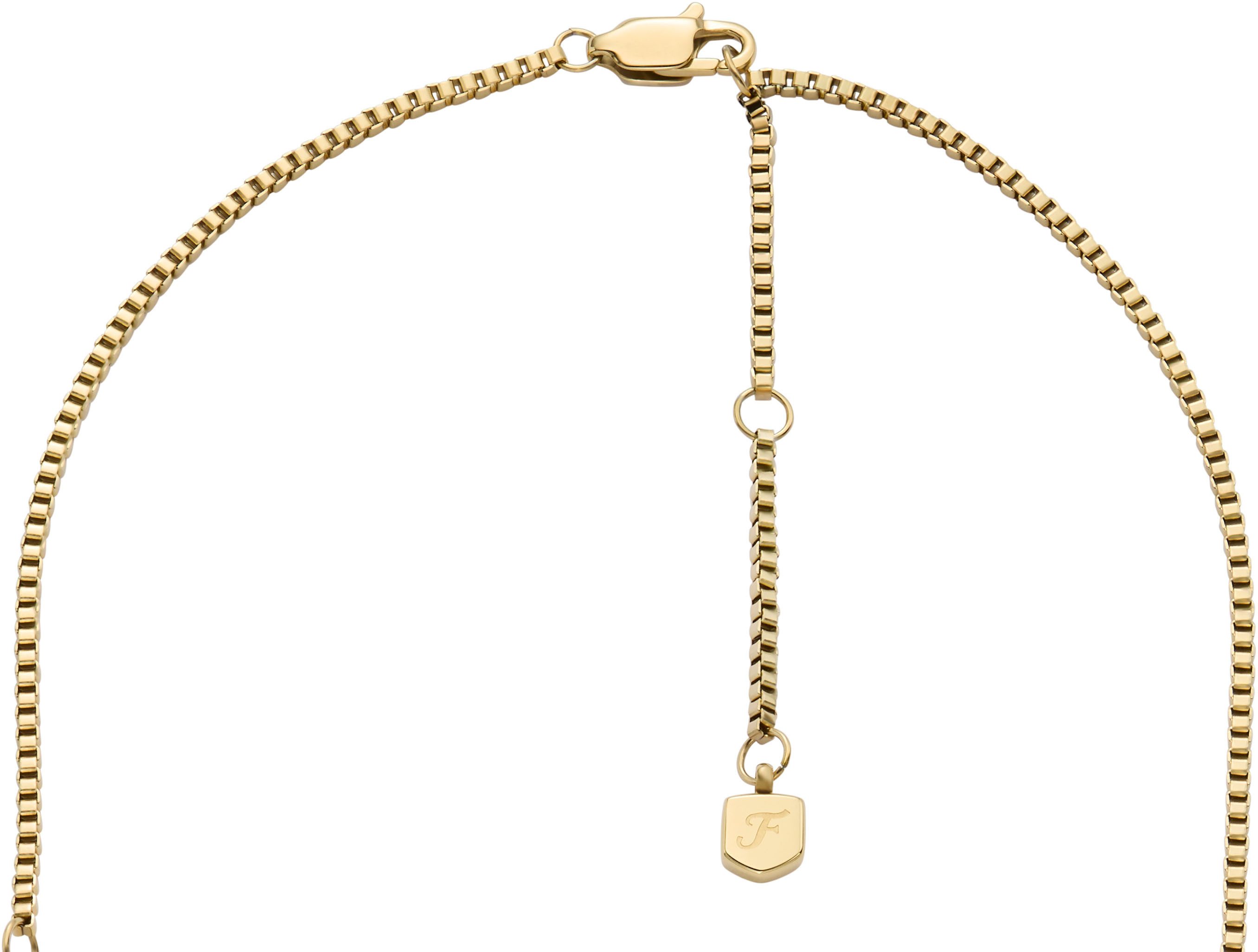 Fossil Kette ohne Anhänger Schmuck Geschenk Edelstahl All Stacked Up Bead, mit Malachit (synth) oder Lapislazuli