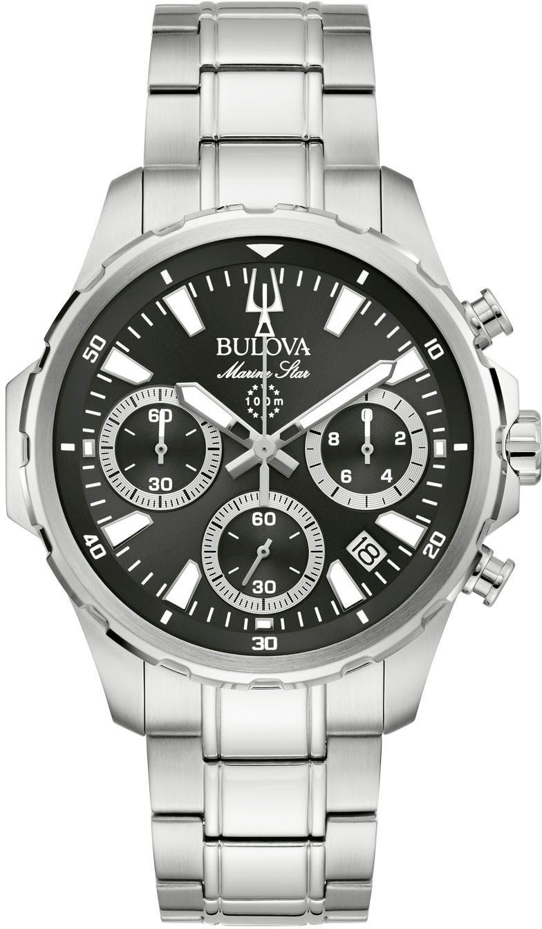 Bulova Chronograph Marine Star Series B 96B467, Quarzuhr, Armbanduhr, Herrenuhr, Edelstahlarmband, analog