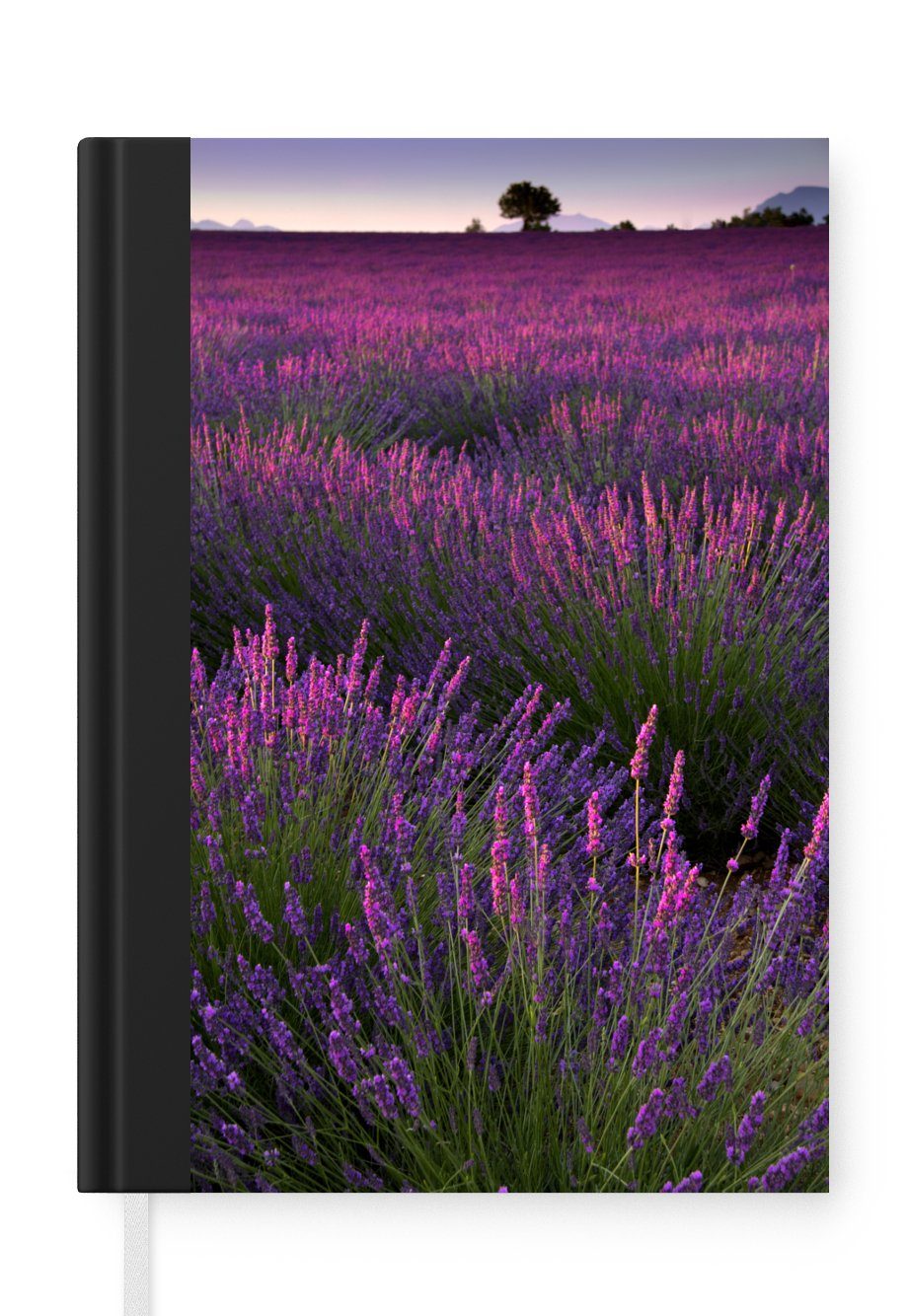 MuchoWow Notizbuch Sonnenuntergang beleuchtet Lavendelfeld Seiten, Frankreich, Merkzettel, A5, Haushaltsbuch Journal, Notizheft, in Tagebuch, 98