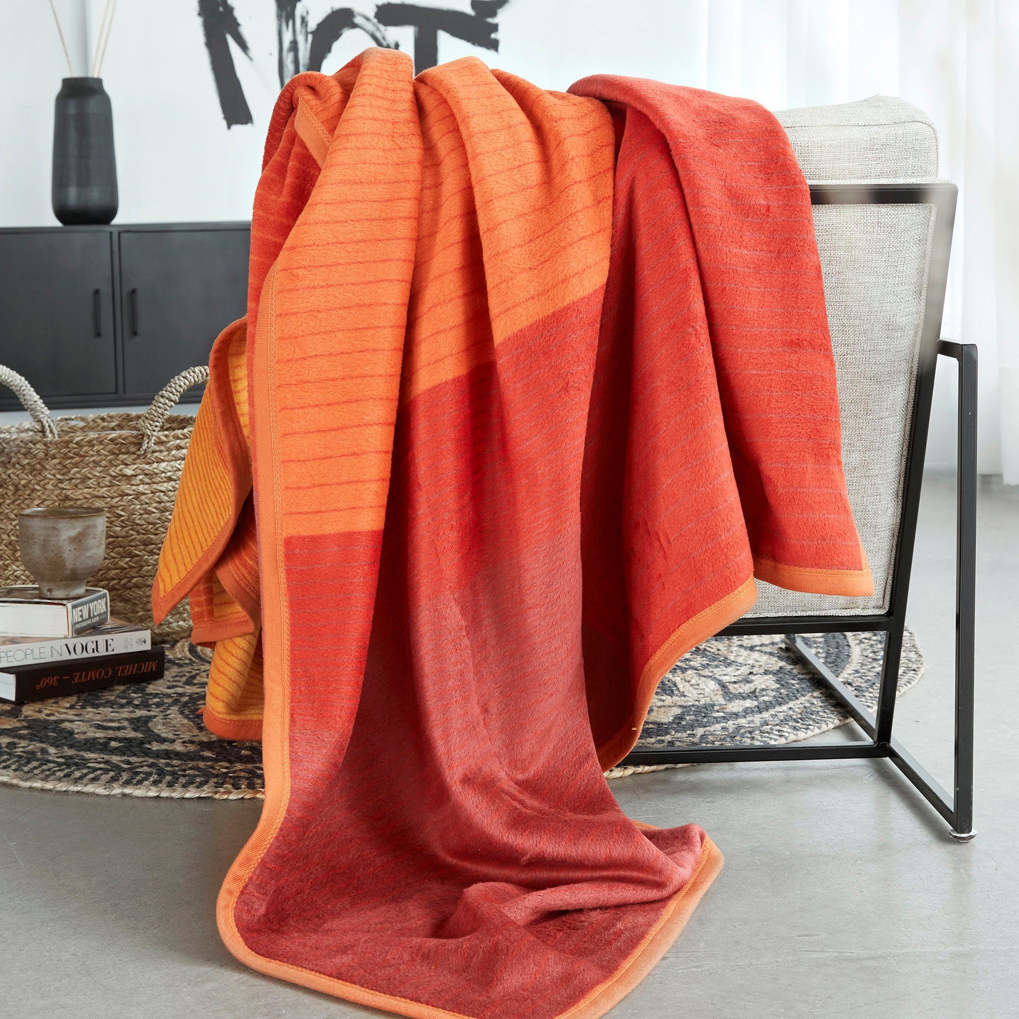 Wohndecke Sorrento Jacquard, IBENA, sanfter Farbverlauf, günstig online kaufen