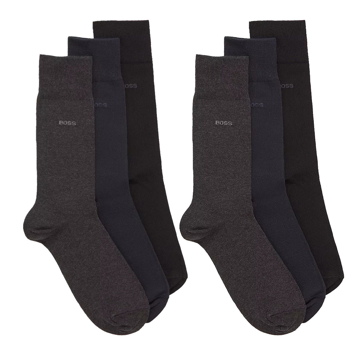 BOSS Businesssocken Finest Soft Cotton (6-Paar, 6er-Pack) elegant mit eingestricktem BOSS Logo