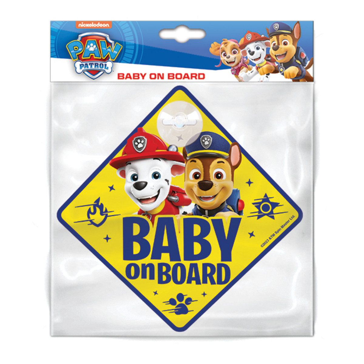 PAW PATROL Warnschild Baby on Board Schild Auto mit Saugnapf Hinweis Schild fürs Fenster