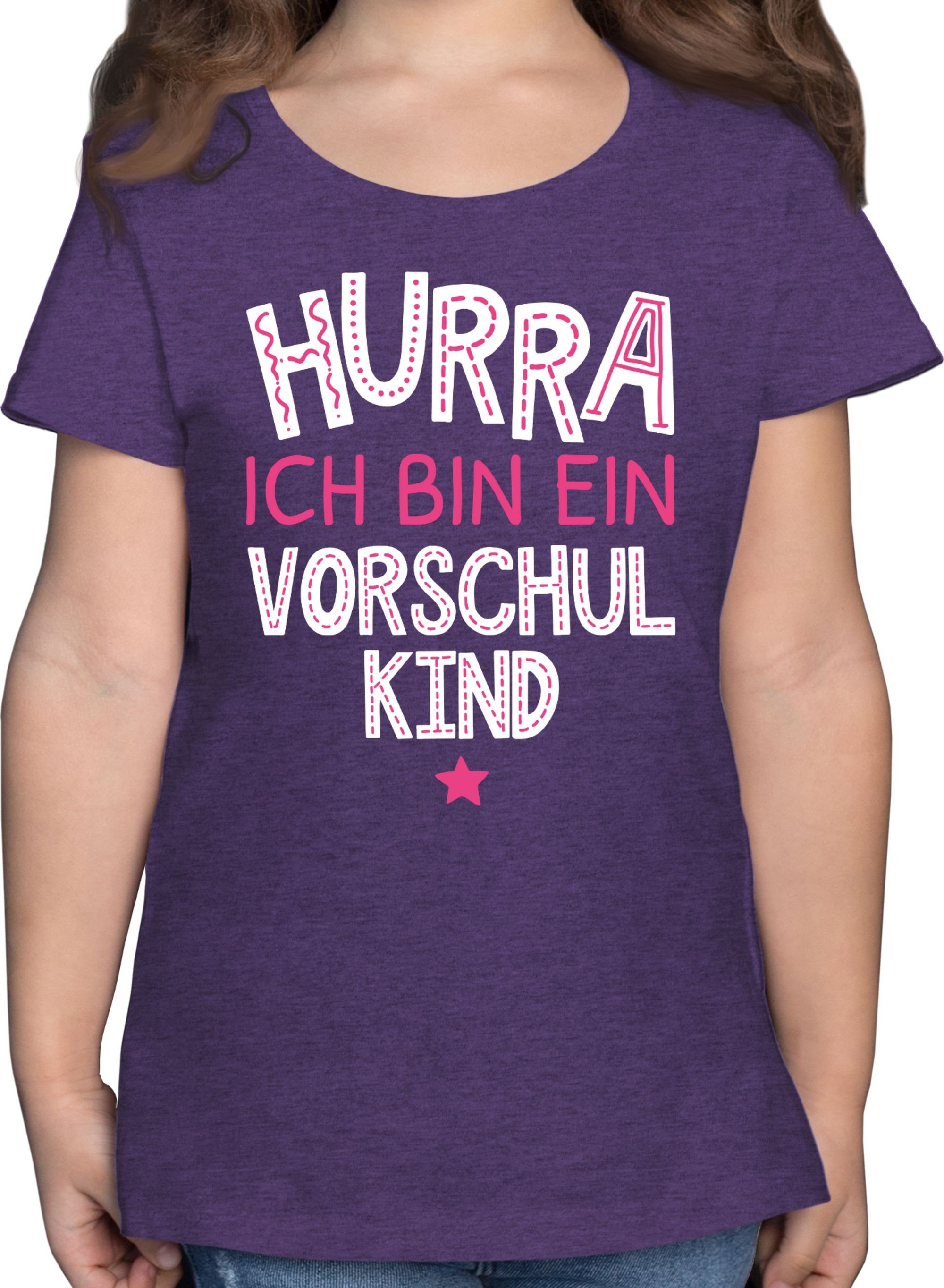 Shirtracer T-Shirt »Hurra ich bin ein Vorschulkind pink weiß