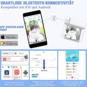 Avisto Thermodrucker Kompatibel für iOS Android Bluetooth Etikettendrucker Etikettendrucker, (Bluetooth-Verbindung, WLAN (Wi-Fi), Blauer Mini-Drucker, mit 5 Druckpapier 5 selbstklebendes Thermopapier,3 Farbdruckpapier)