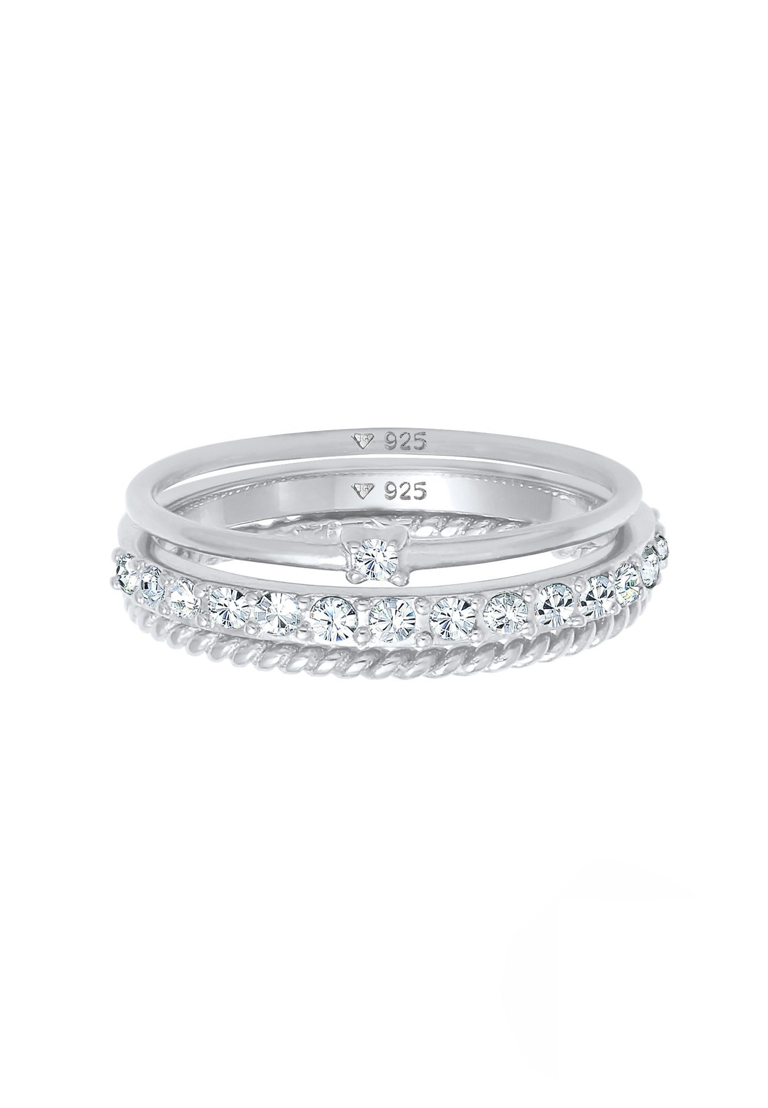 Elli Solitärring Ringset (3 tlg) 925 Silber, mit Kristallen von Swarovski® günstig online kaufen