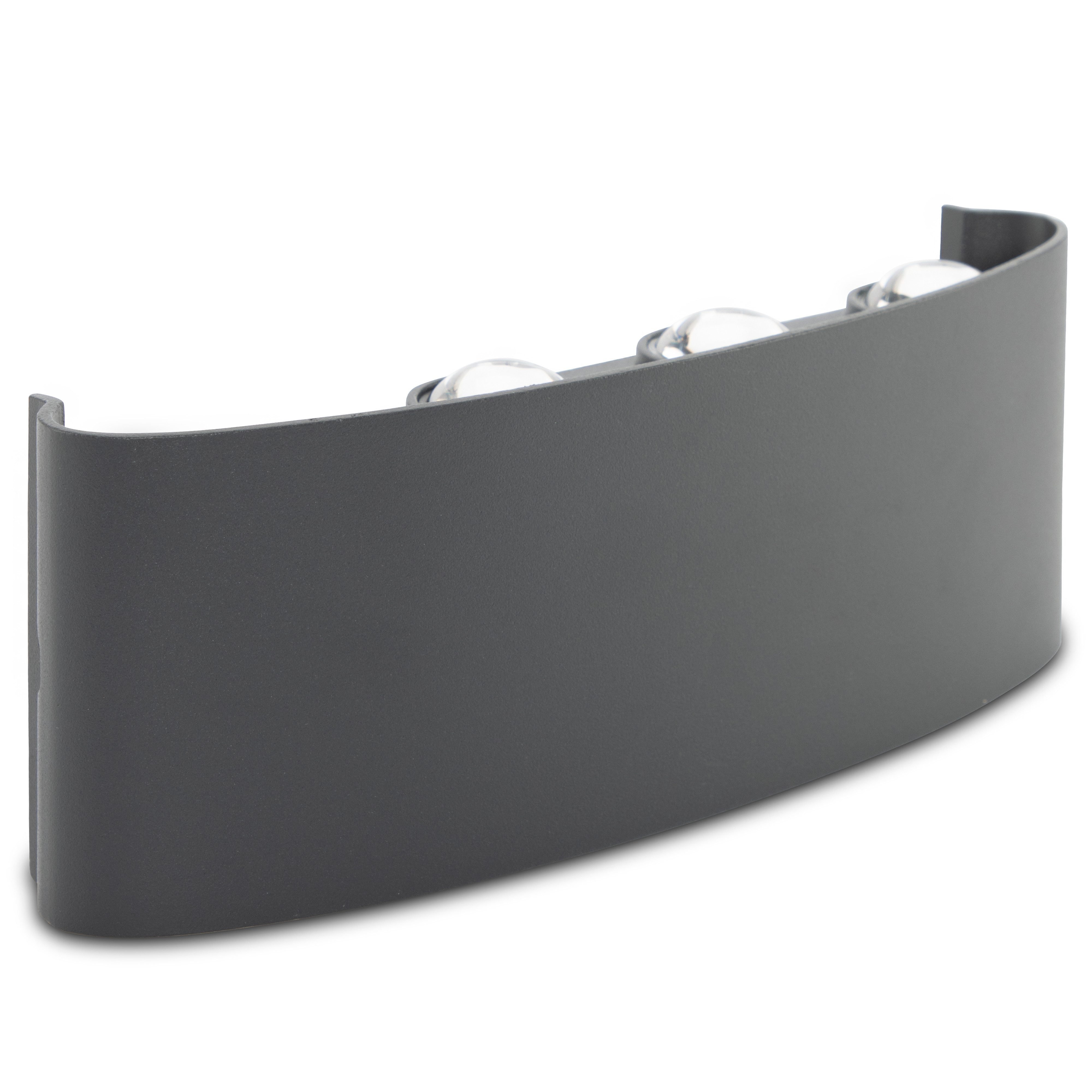 Grafner LED Wandleuchte Wandlampe Aluminium LED Up Down Außenleuchte WL10951, LED fest integriert, 3000K, 8 LEDs