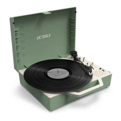 Victrola Plattenspieler Victrola Re-Spin Plattenspieler (Victrola-Plattenspieler mit 3 Abspielgeschwindigkeiten (33 1/3, 45, 78 RPM) I Hervorragende Musikqualität bei höherer Lautstärke und tiefem Bass, ohne Klarheit einzubüßen Ideal für Einsteiger und Vintage-Liebhaber I In einem modernen Koffer mit praktischem Tragegriff Victrolas Mischung aus Retro- und modernem Design gibt Plattenliebhabern die Flexibilität, ihre Musik zu hören, wo und wie Sie möchtenI Die Vinyl Safe-Technologie mit vibrationsfreien Lagern verhindert, dass die Nadel springt und kratzt, während der abnehmbare Deckel als Ständer für bis zu fünf Platten dient I Integrierte Stereo-Lautsprecher, Bluetooth)