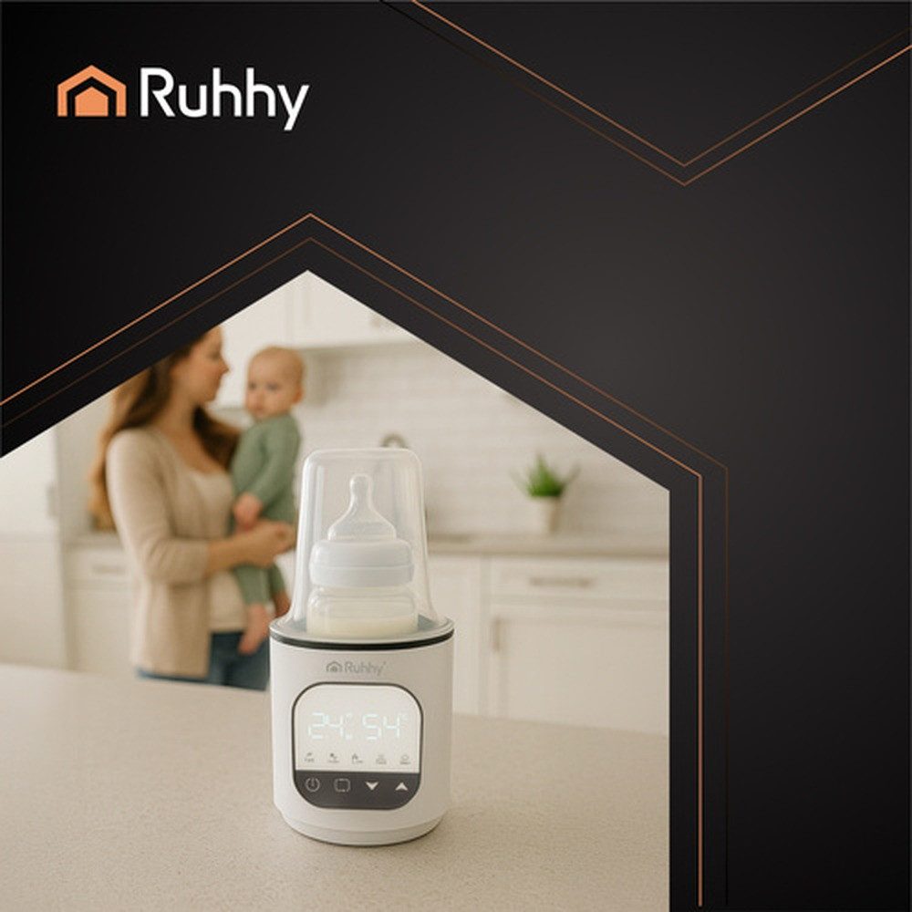 Ruhhy Babyflaschenwärmer 5-in-1 Flaschenwärmer, Regelbar von 45–80 °C, ideal für Flüssigkeiten, feste Lebensmittel
