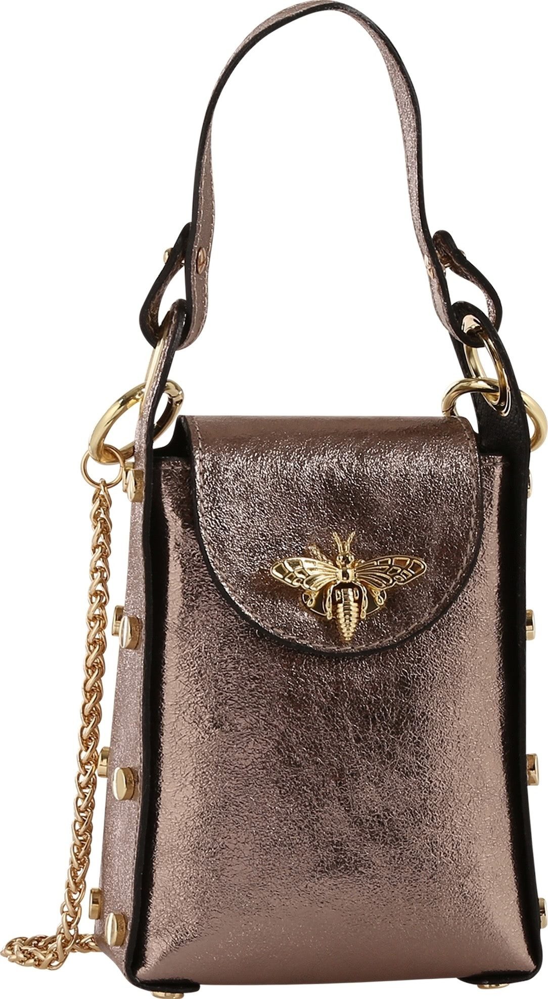 Toscanto Umhängetasche Toscanto Damen Umhängetasche Leder Tasche (Umhängetasche), Damen Leder Umhängetasche, bronze, braun ca. 13cm