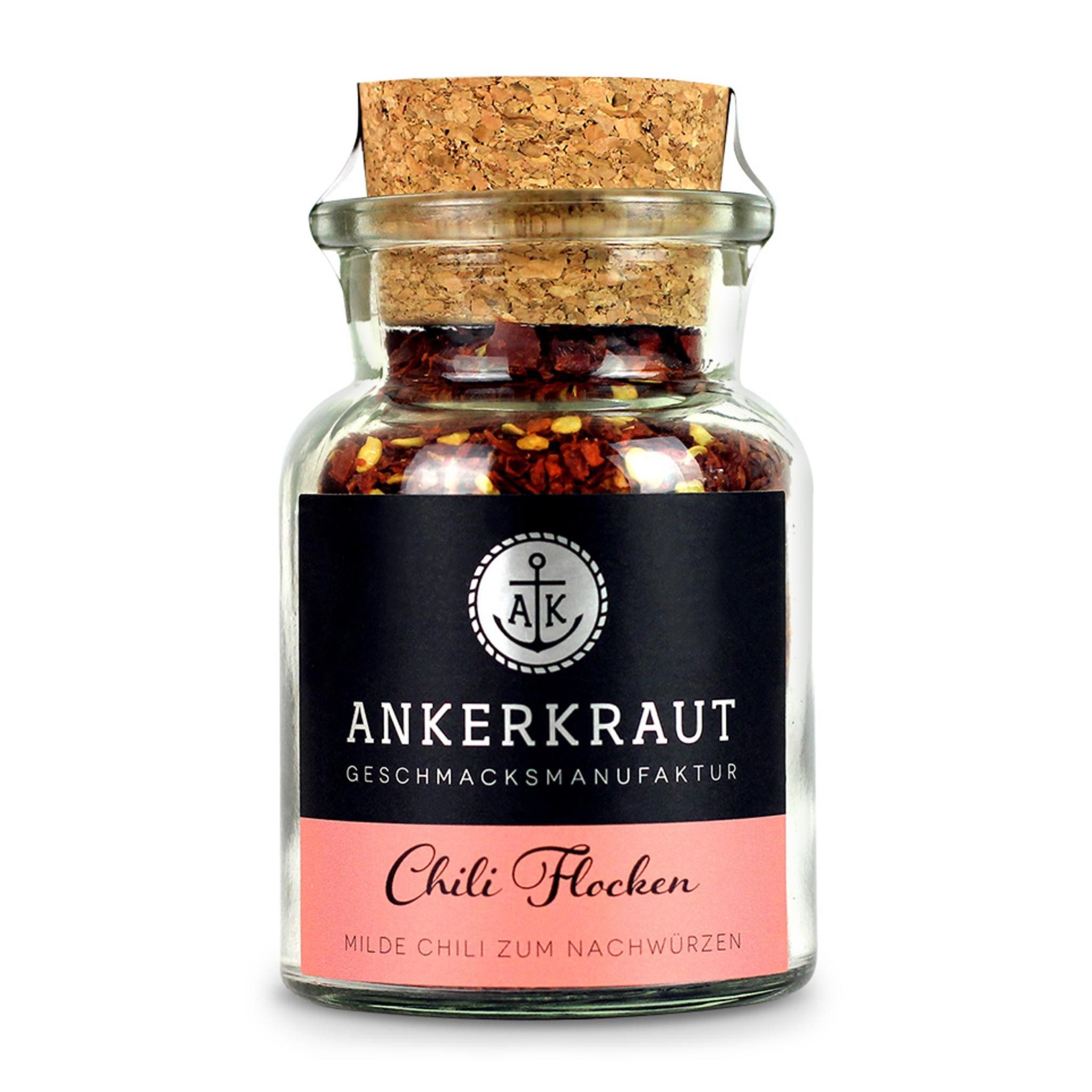 Ankerkraut Gewürz Chili Flocken, Chili Flocken, 65g im Korkenglas