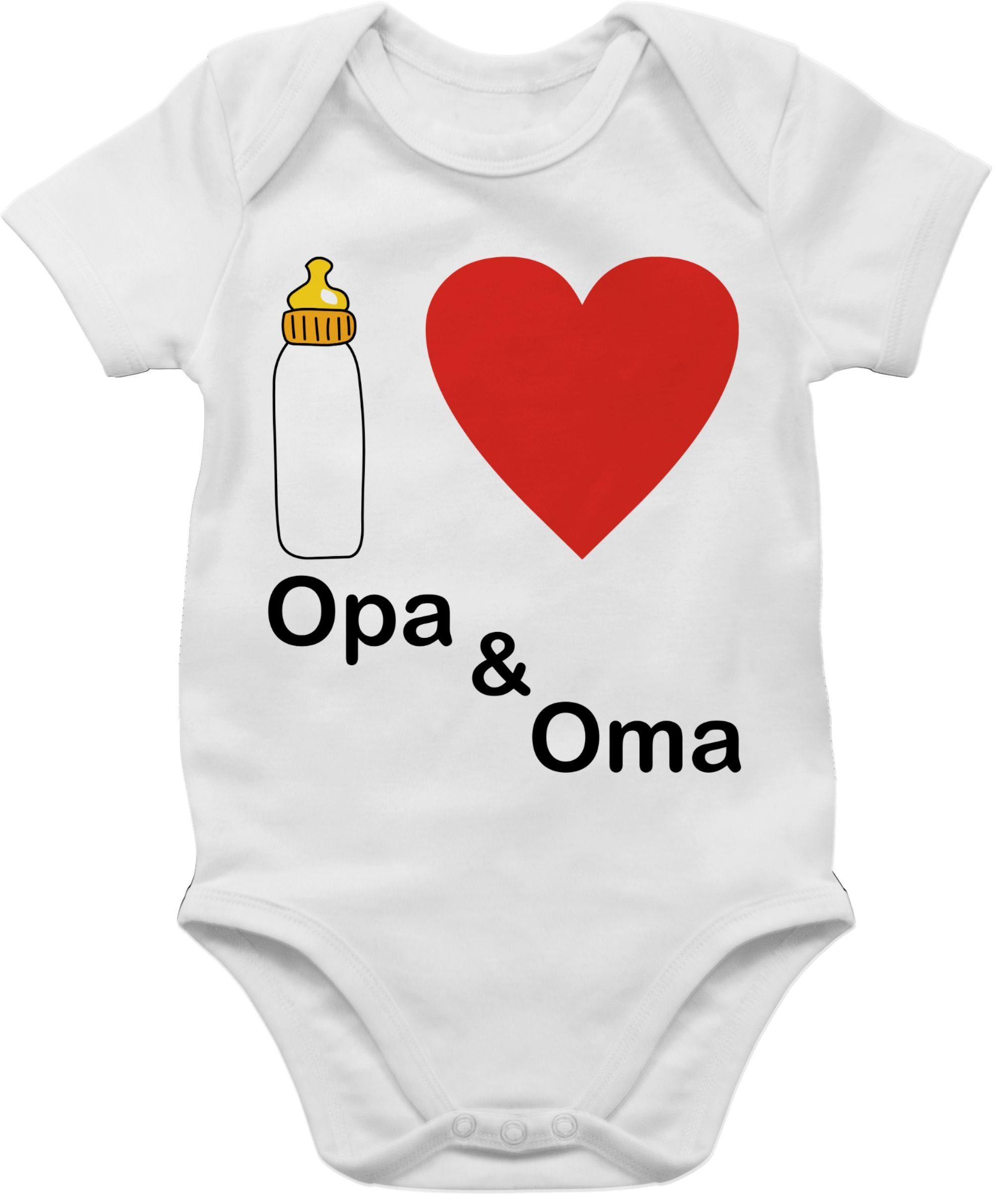 Shirtracer Shirtbody I love Opa und Oma Nuckelflasche Aktuelle Trends Baby 1 Weiß