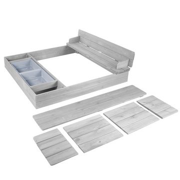 roba® Sandkasten mit abnehmbaren Sitzplatten, mit aufklappbarer Sitzbank & zwei Spielwannen