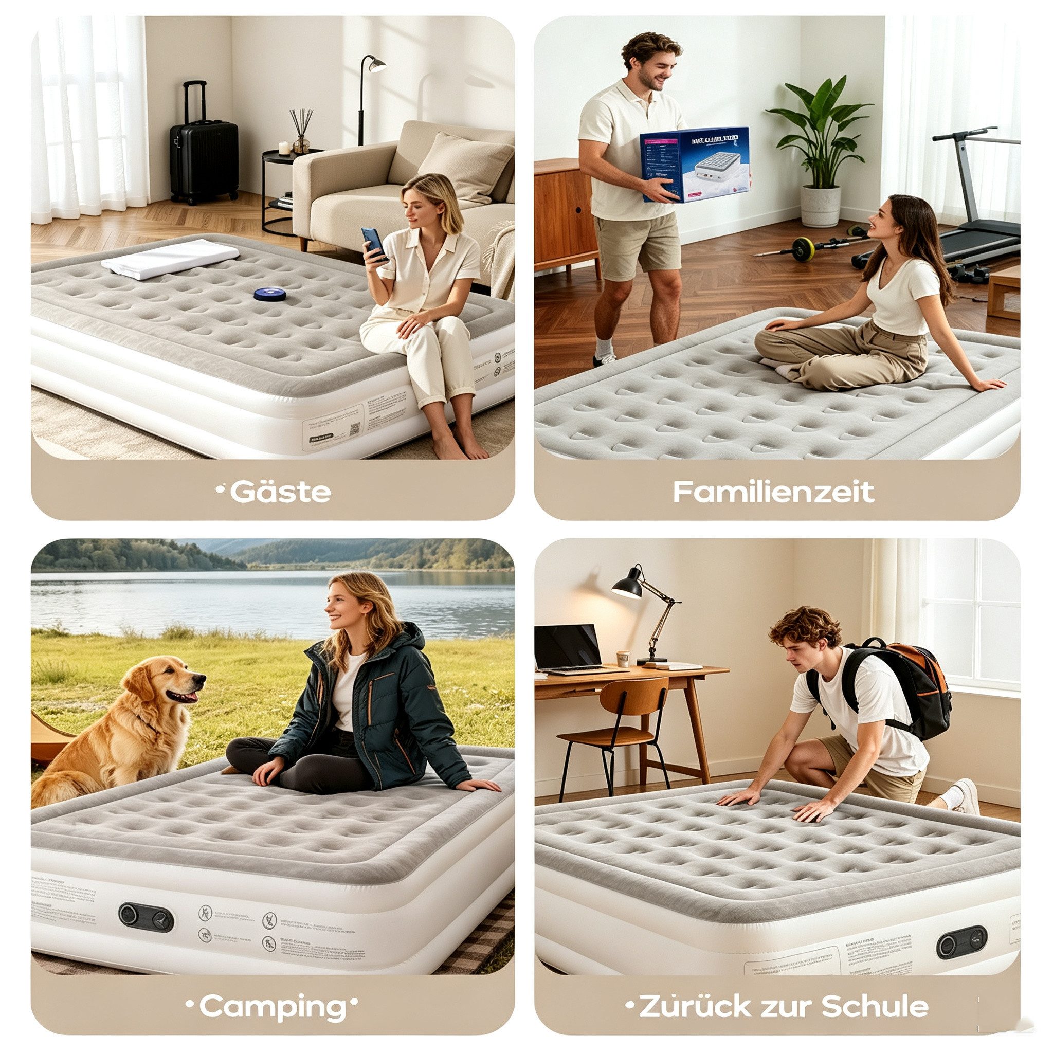 MC Star Luftmatratze Komfortable Luftmatratze 18″ hoch, bis 362 kg Tragkraft, (mit integrierter Pumpe, für Gäste, Camping & Zuhause, leise & pflegeleicht, platz – Bild 2 von 5