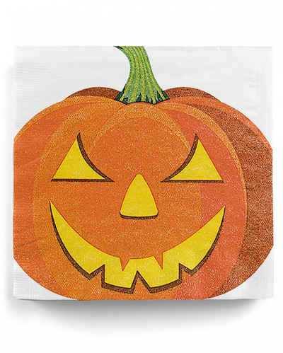 Horror-Shop Papierserviette Halloween Kürbis Servietten Gestanzt 12 Stück