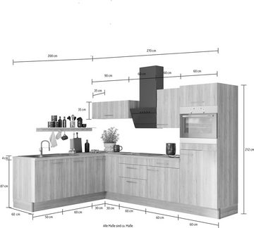 OPTIFIT Küche Klara, 200 x 270 cm breit, wahlweise mit E-Geräten